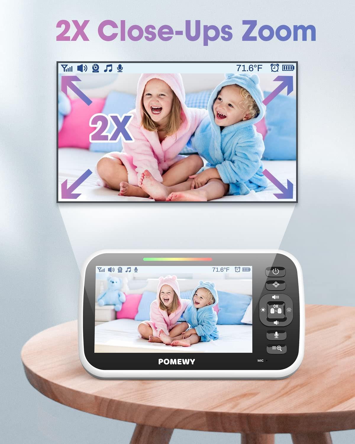 Baby Monitor, 5 Large LCD Screen Video Baby Monitor with Camera and Audio,  3000mAh Battery, No