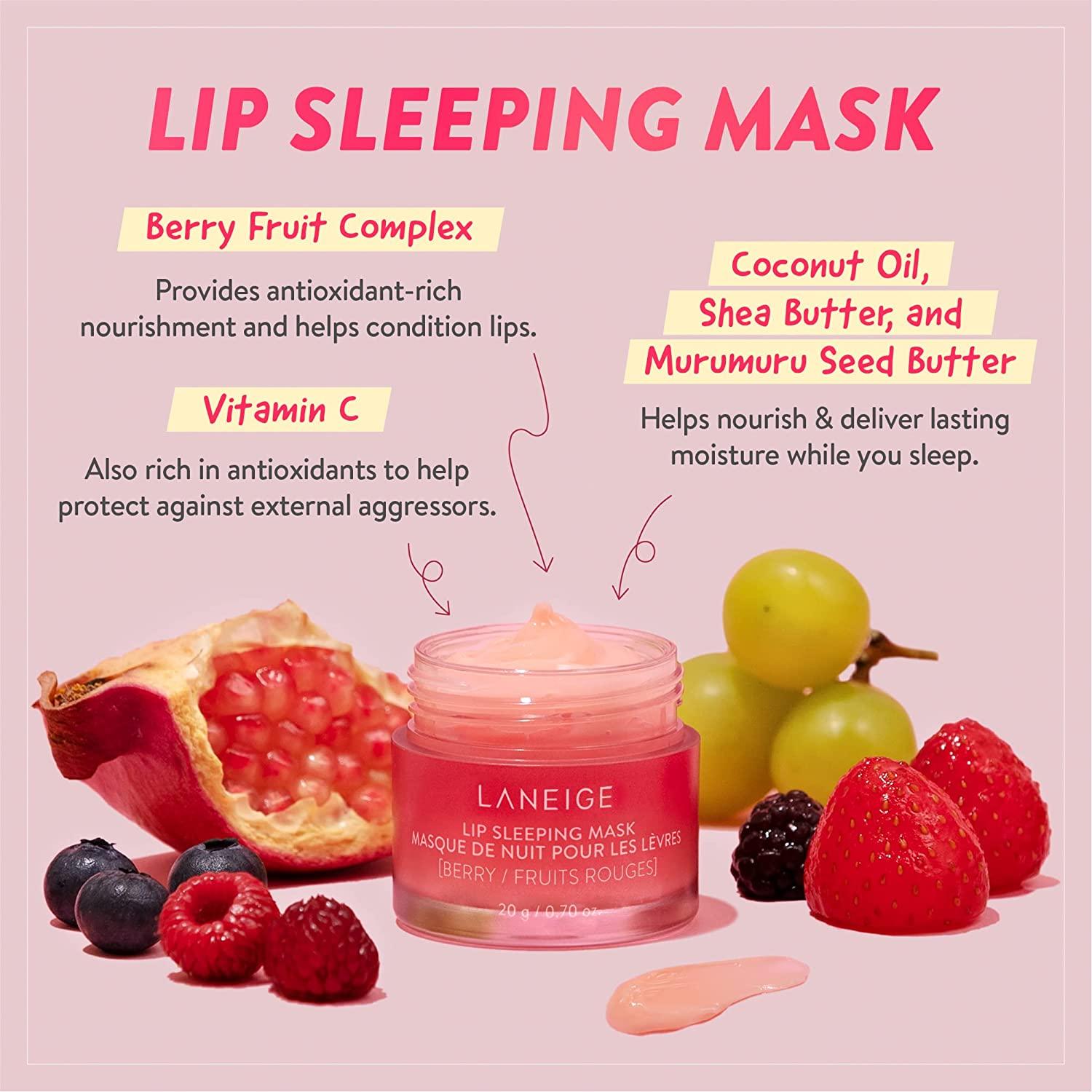 LANEIGE Lip Sleeping Mask 0.7 oz - Nourishing Berry Formula with Vitamin C  & Antioxidants | Buy Now with Express International Delivery