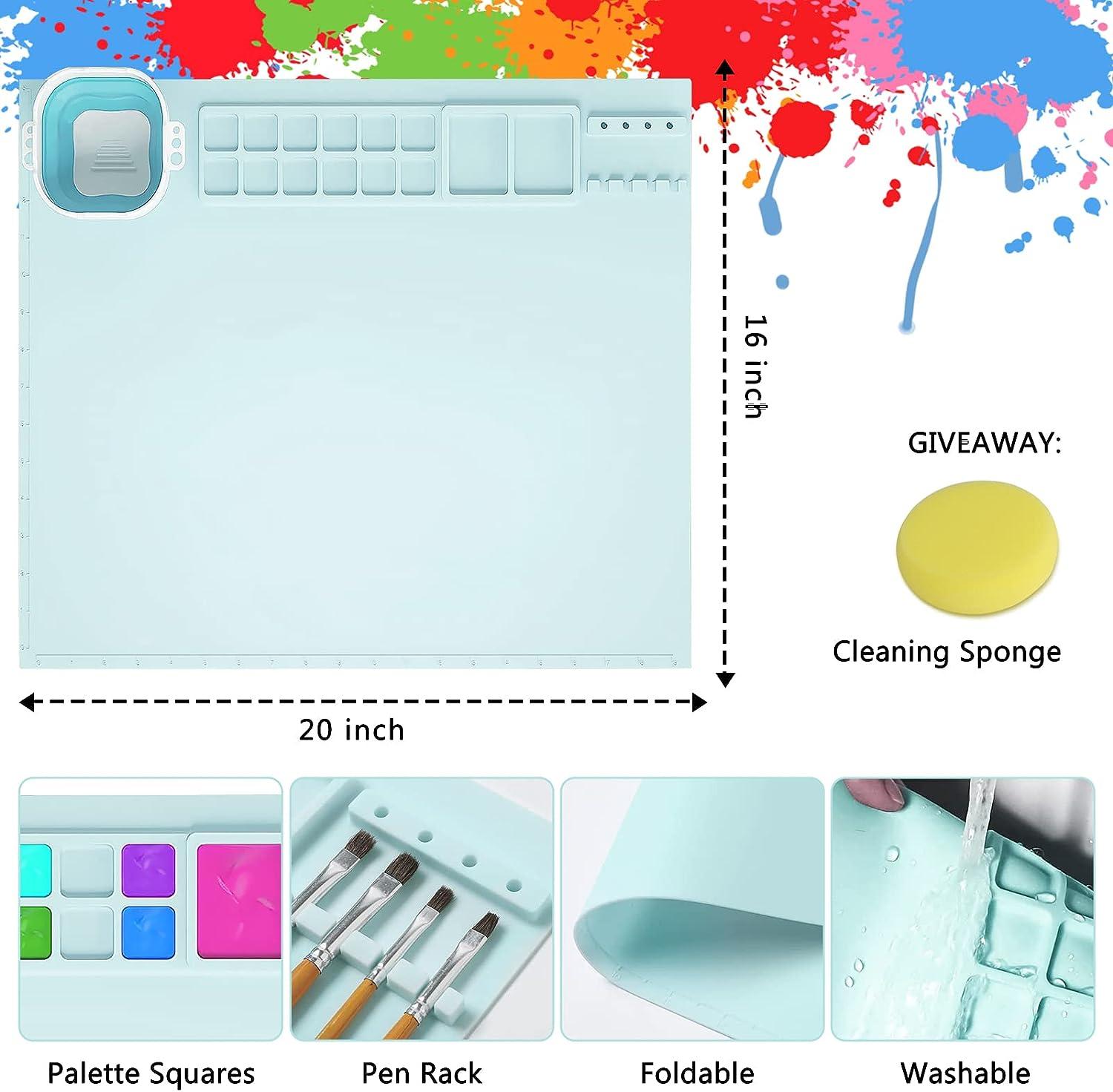  Silicone Craft Mat, Silicone Painting Mat, Silicone Art Mat  with Cup & Brush Holders, Silicone Mats for Crafts, Multipurpose Silicone  Art Mat for Painting, Art, Clay, Play Doh (20'' x 16
