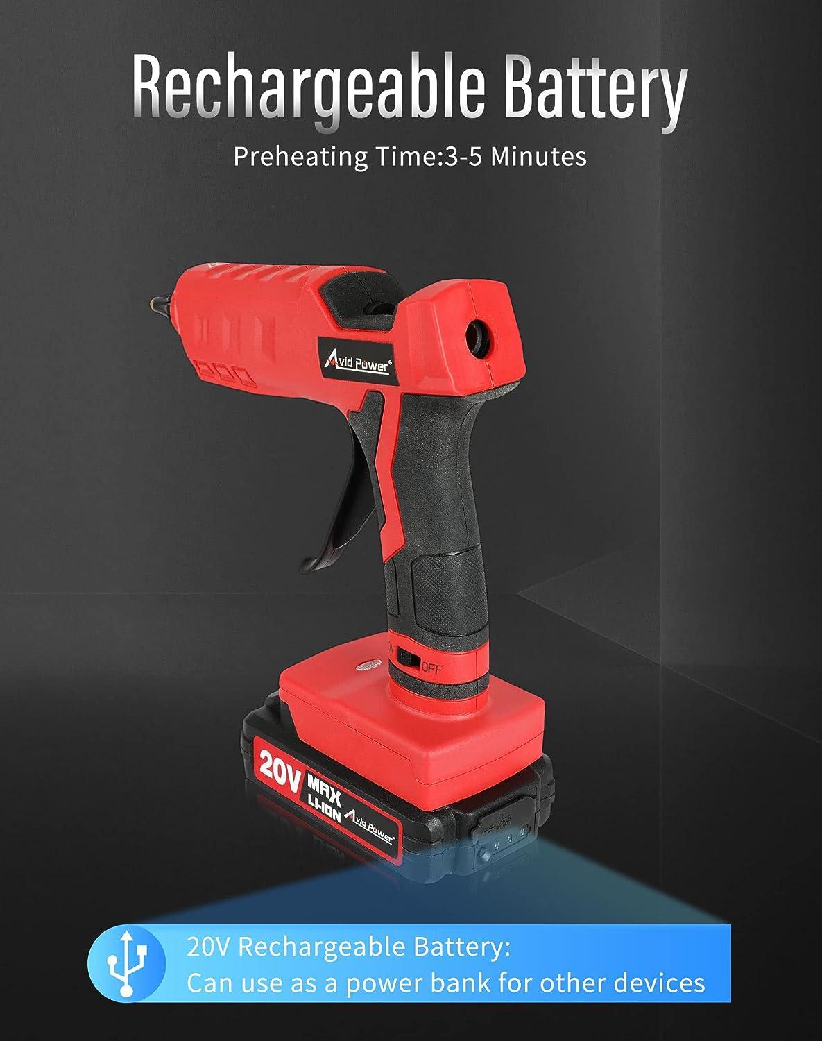 20V Cordless Rechargeable Hot Glue Gun Kit AVID POWER Heavy-Duty