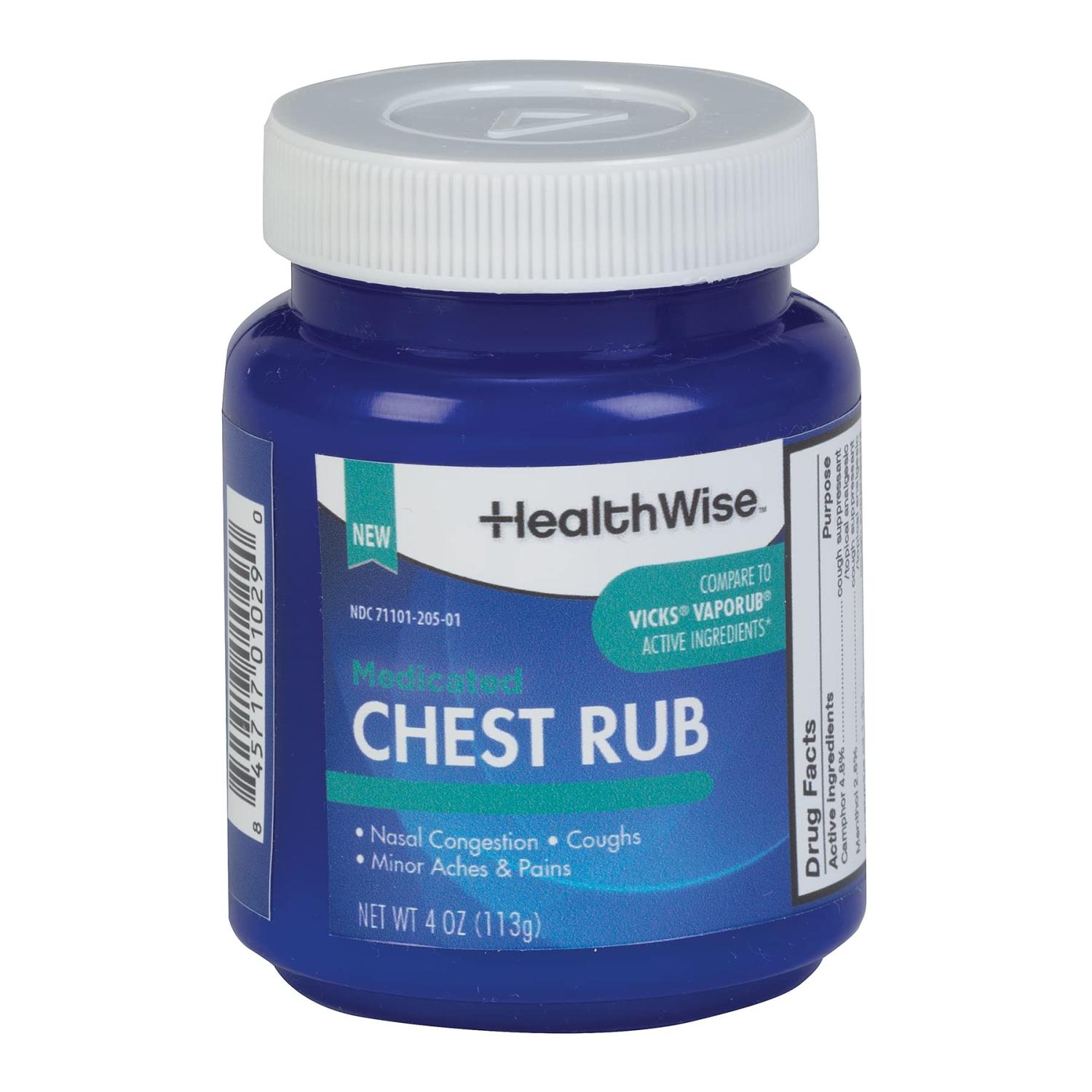 HealthWise Medicated Chest Rub Cough Suppressant, Relieves Nasal