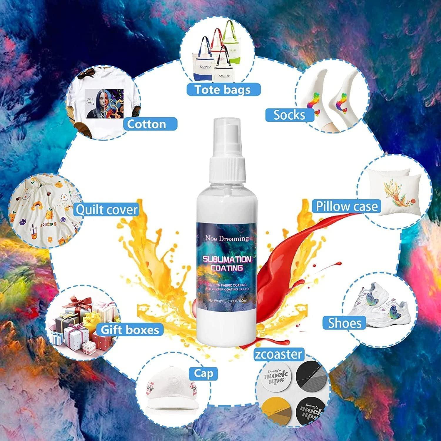 2x100ml Sublimation Spray, Sublimation Spray for Cotton Shirts, for All  Fabric Including 100% Cotton, Polyester, Carton, Pillows, Canvas, Quick Dry  