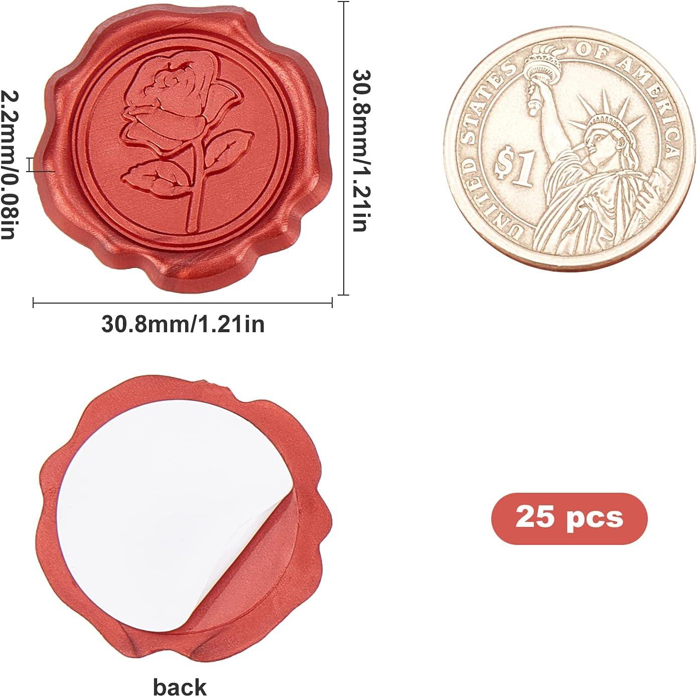 Adhesive Wax Seal Stickers 25PCS Red Rose Wax Seal Sticker for Envelopes  Decorative Stamp Stickers Envelope Stickers for Wedding Invitation Craft  Scrapbook Party Gift Grapping 