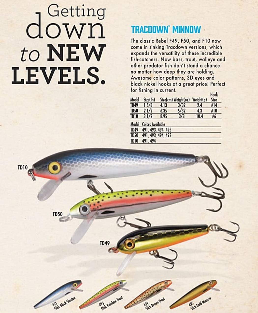 Rebel Lures Tracdown Minnow Slow-Sinking Crankbait Fishing Lure