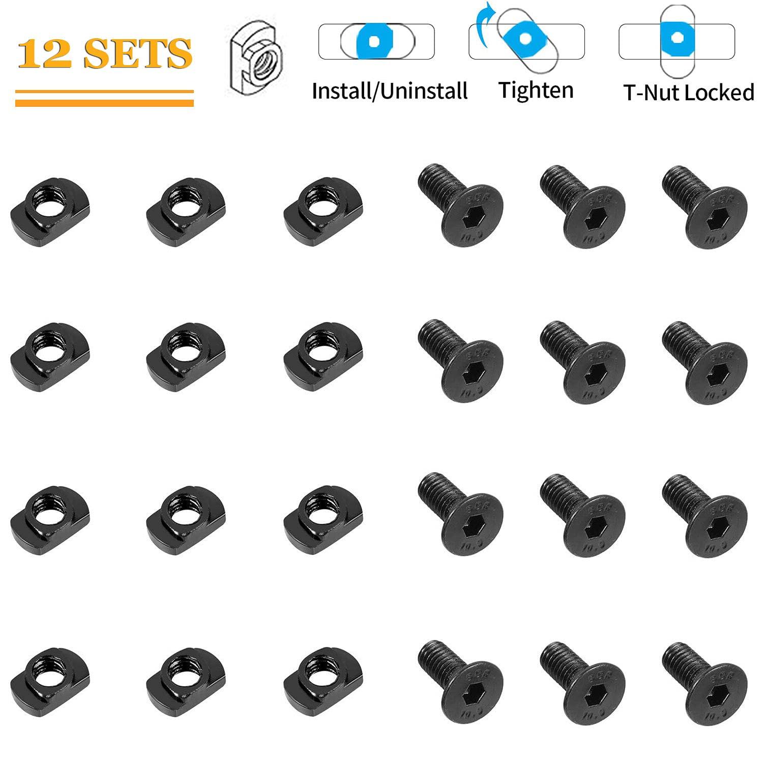 Ficero 12 PCS Mlok Screws and Nuts Replacement Sets MLok Rail Mount