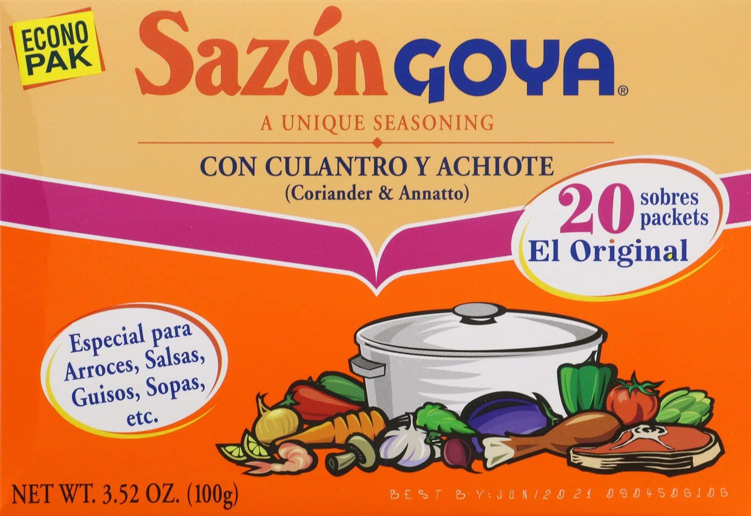 Goya Foods Sazn Seasoning with Coriander & Annatto, 3.52 Ounce (Pack of 18)