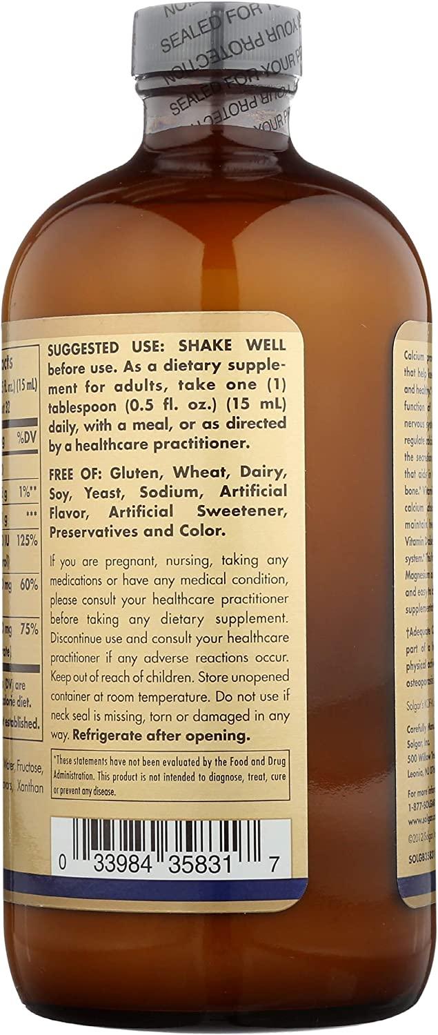 Solgar Liquid Calcium Magnesium Citrate with Vitamin D3 Natural