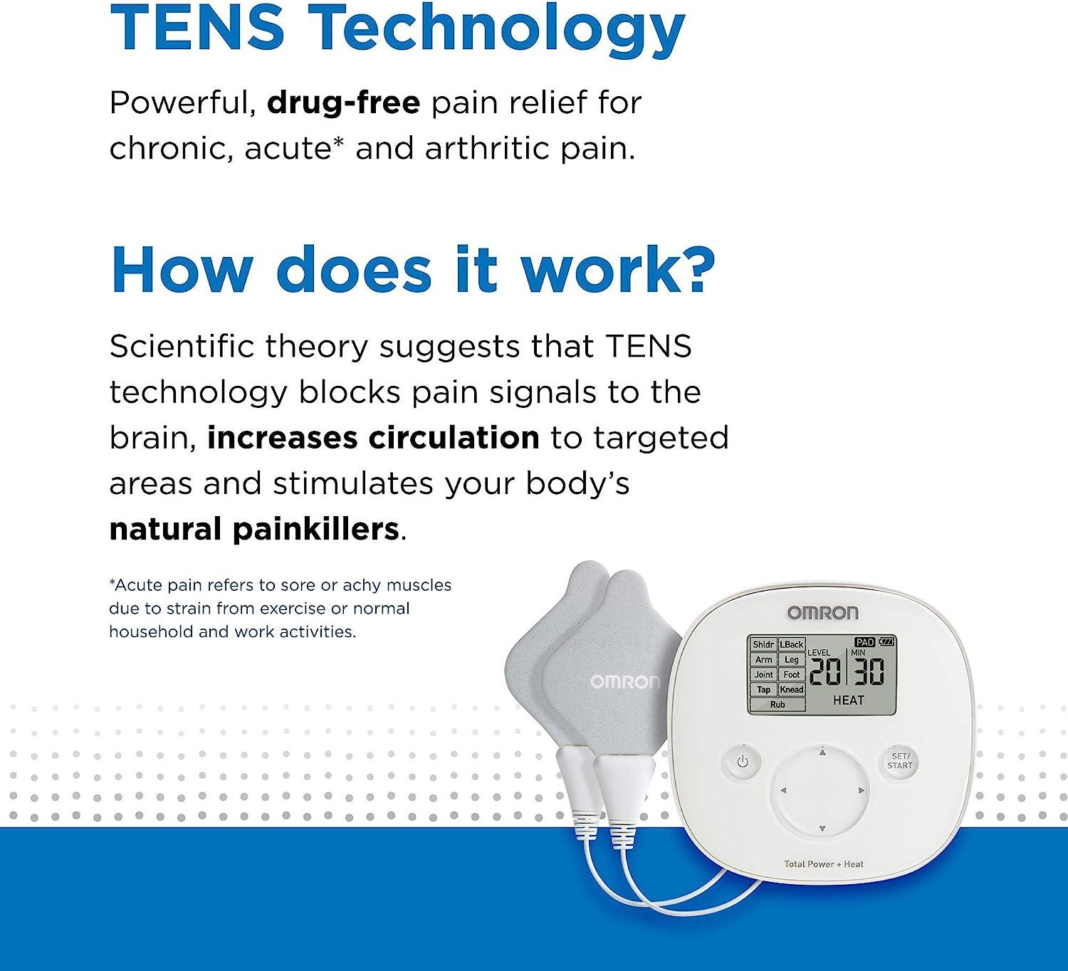 OMRON Total Power + Heat TENS Unit Muscle Stimulator for DrugFree Pain