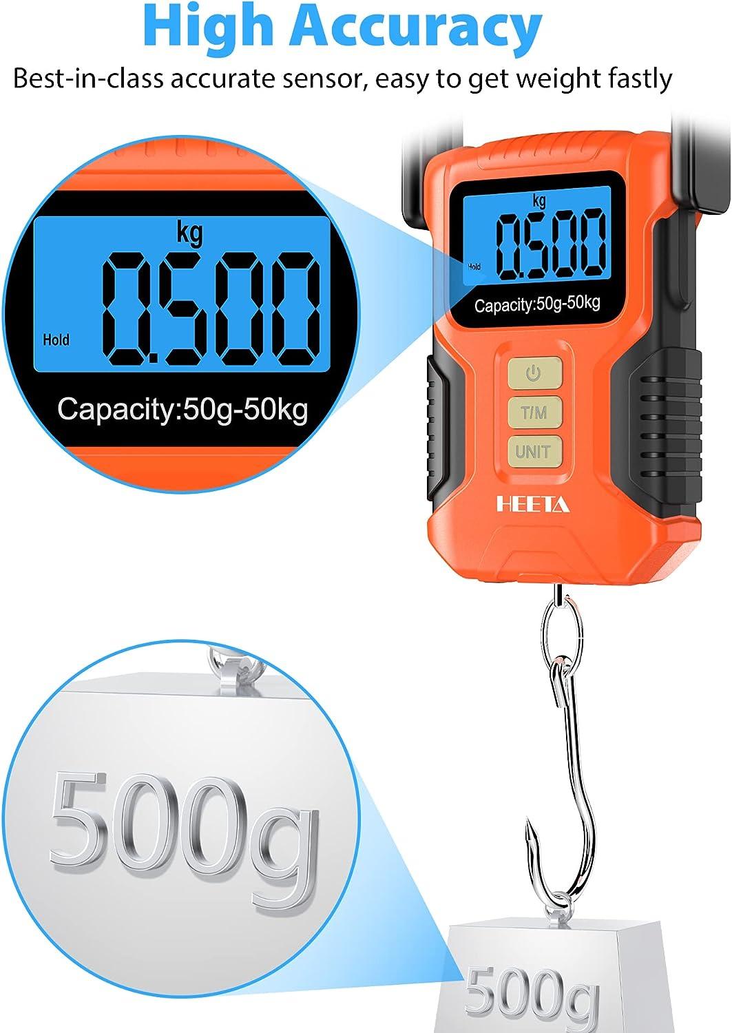 HEETA Waterproof Fishing Scale, Digital Fish Scale 110lb/50kg with