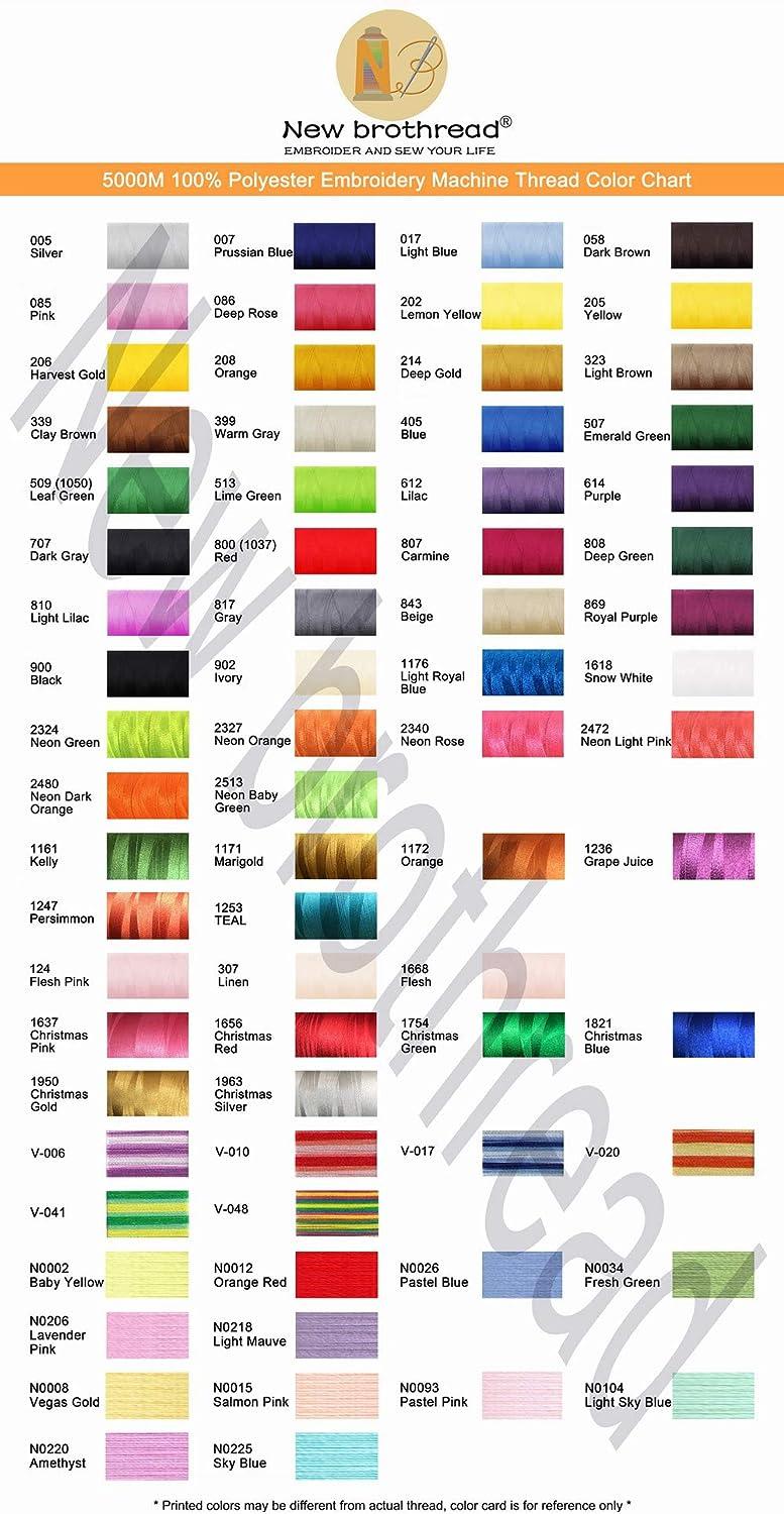 New brothreads Polyester Embroidery Machine Thread - 32 Color Pack ...