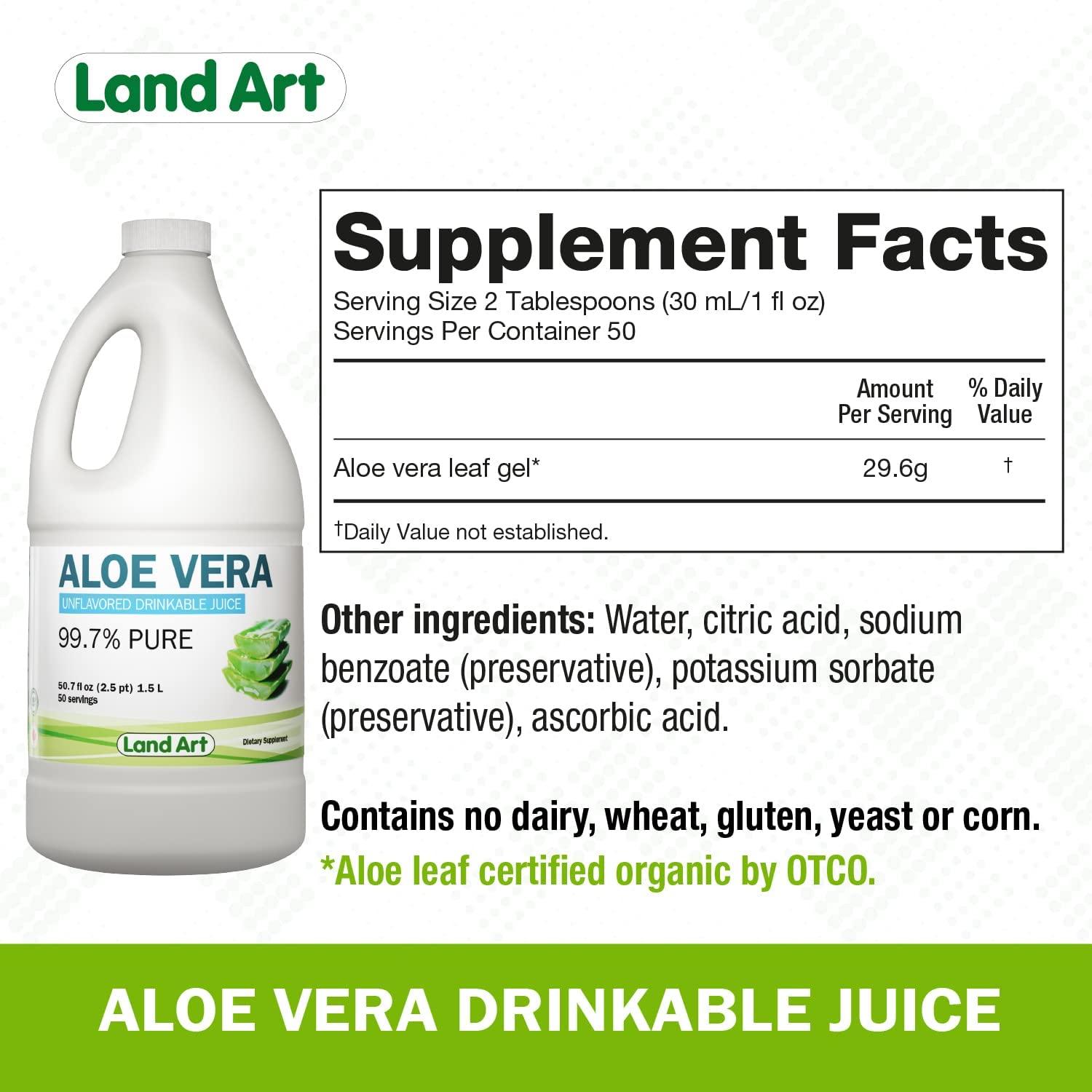 Pure Aloe Vera Juice Unflavored ColdProcessed Inner Filet from