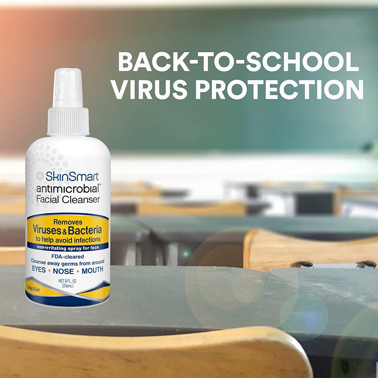 SkinSmart Antimicrobial Facial Cleanser Spray to Remove Viruses and