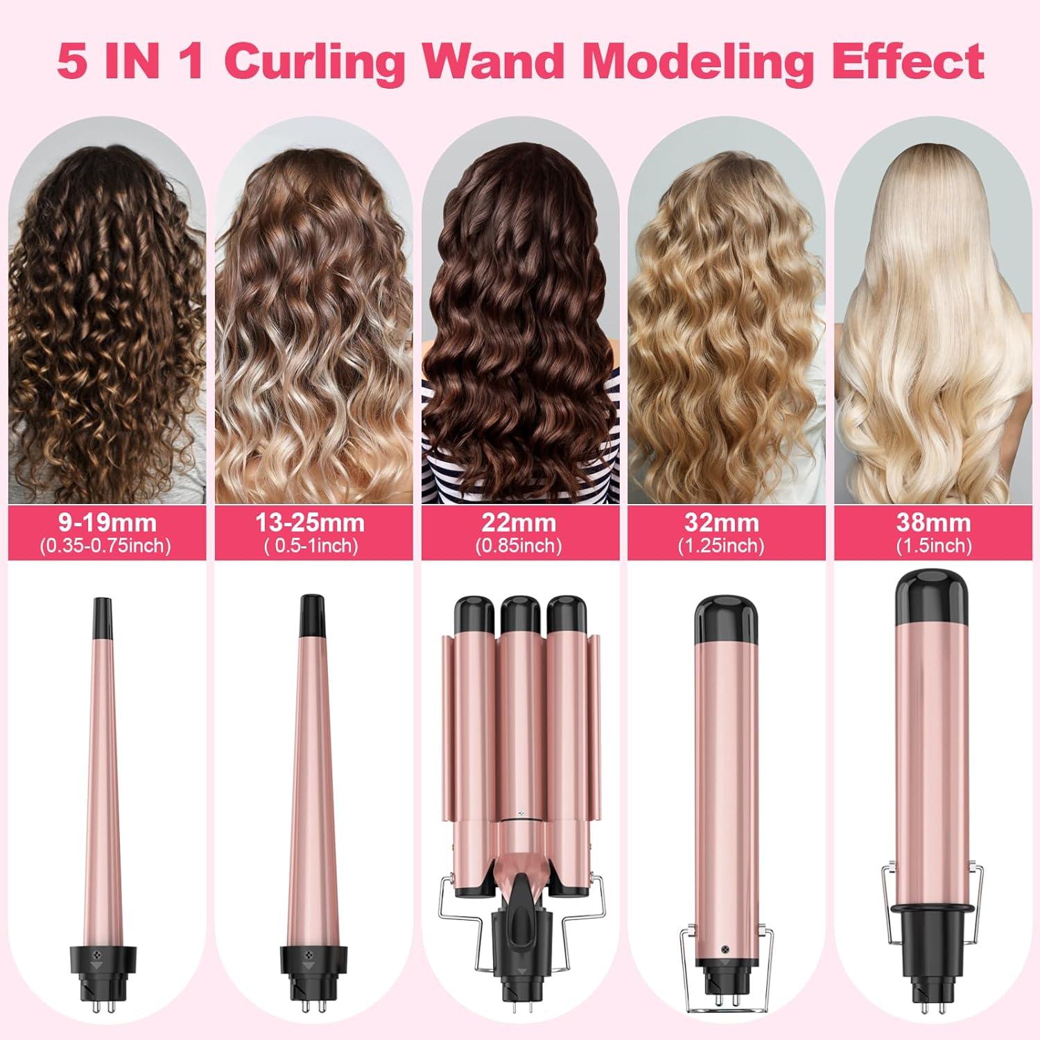 Buy Wand Curling Iron Set Interchangeable Triple Barrel Curler