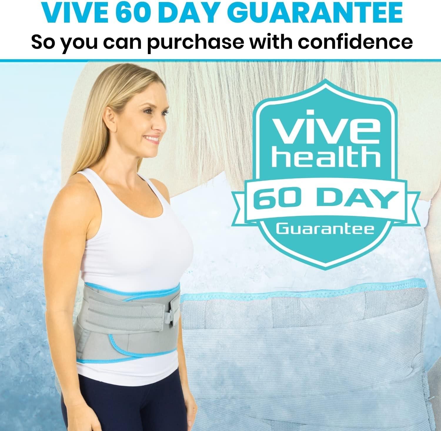 Vive Cold Back Brace Reusable Gel Wrap for Injuries Hot/Cool