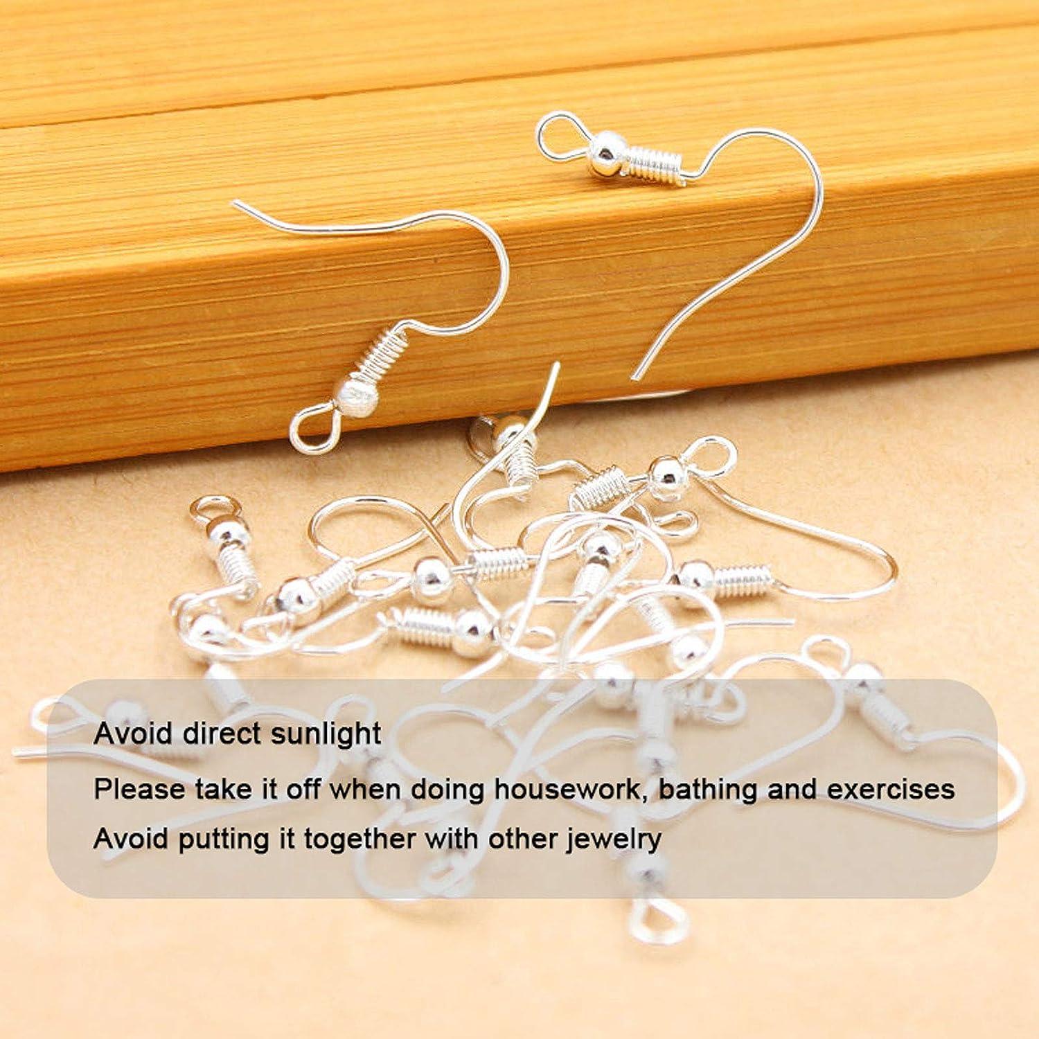 925 Sterling Silver Earring Hooks 150 PCS/75 Pairs,Ear Wires Fish  Hooks,500pcs Hypoallergenic Earring Making kit with Jump Rings and Clear  Silicone Earring Backs Stoppers (Silver)