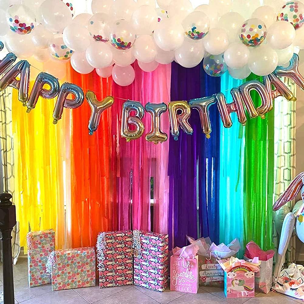 NOLITOY 35 Rolls Crepe Roll Paper Party Streamers Pastel Rainbow Party  Decorations Peach Party Decorations Red Streamers Colorful Balloons  Streamer