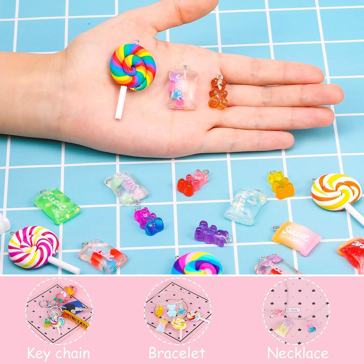 Hicarer 70 Pieces Colorful Candy Pendant Charm for Jewelry Making