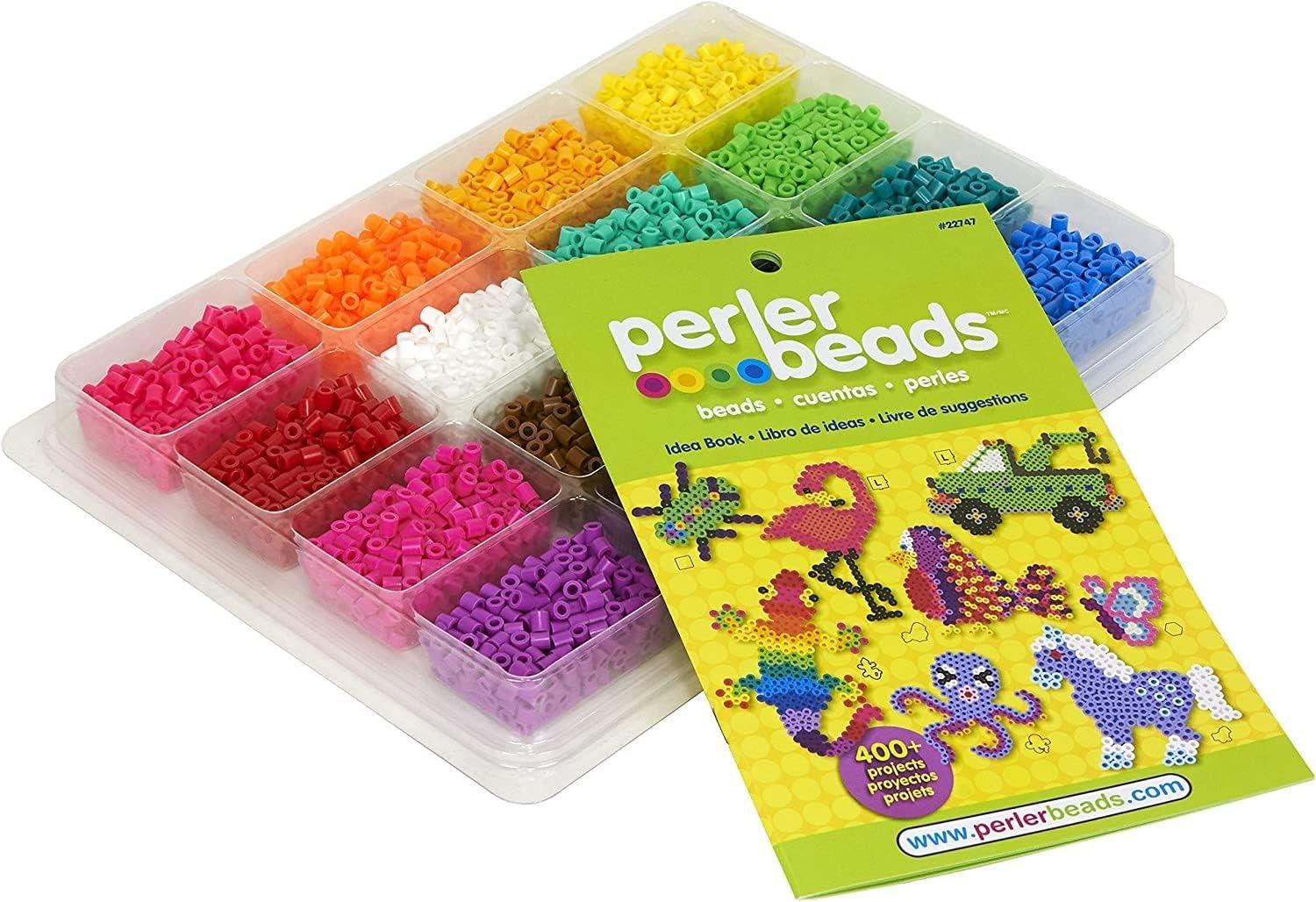 Perler 17605 Assorted Fuse Beads Kit with Storage Tray and Pattern Book for  Arts and Crafts, Multicolor, 4001pcs