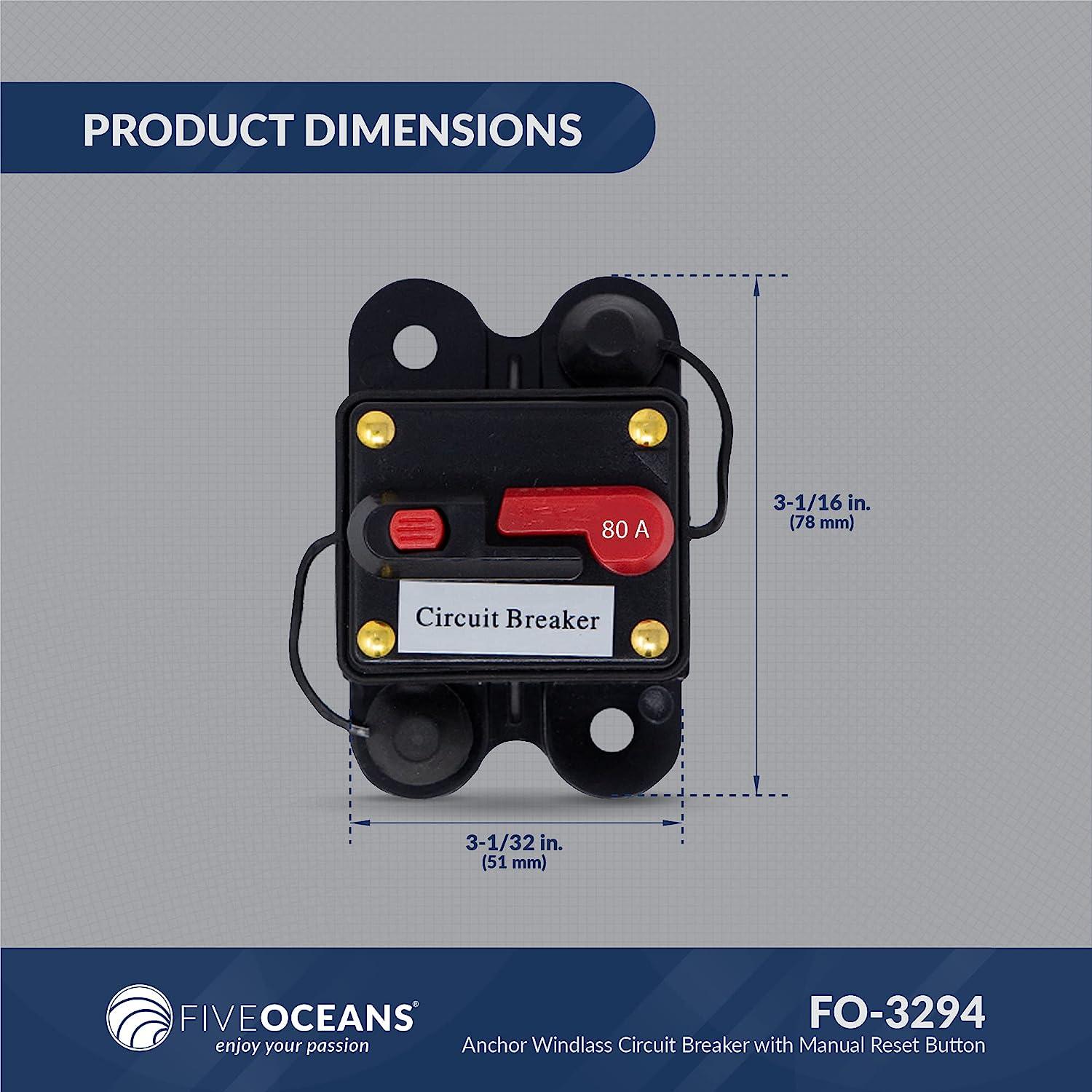 Five Oceans Anchor Windlass Circuit Breaker with Manual Reset Button
