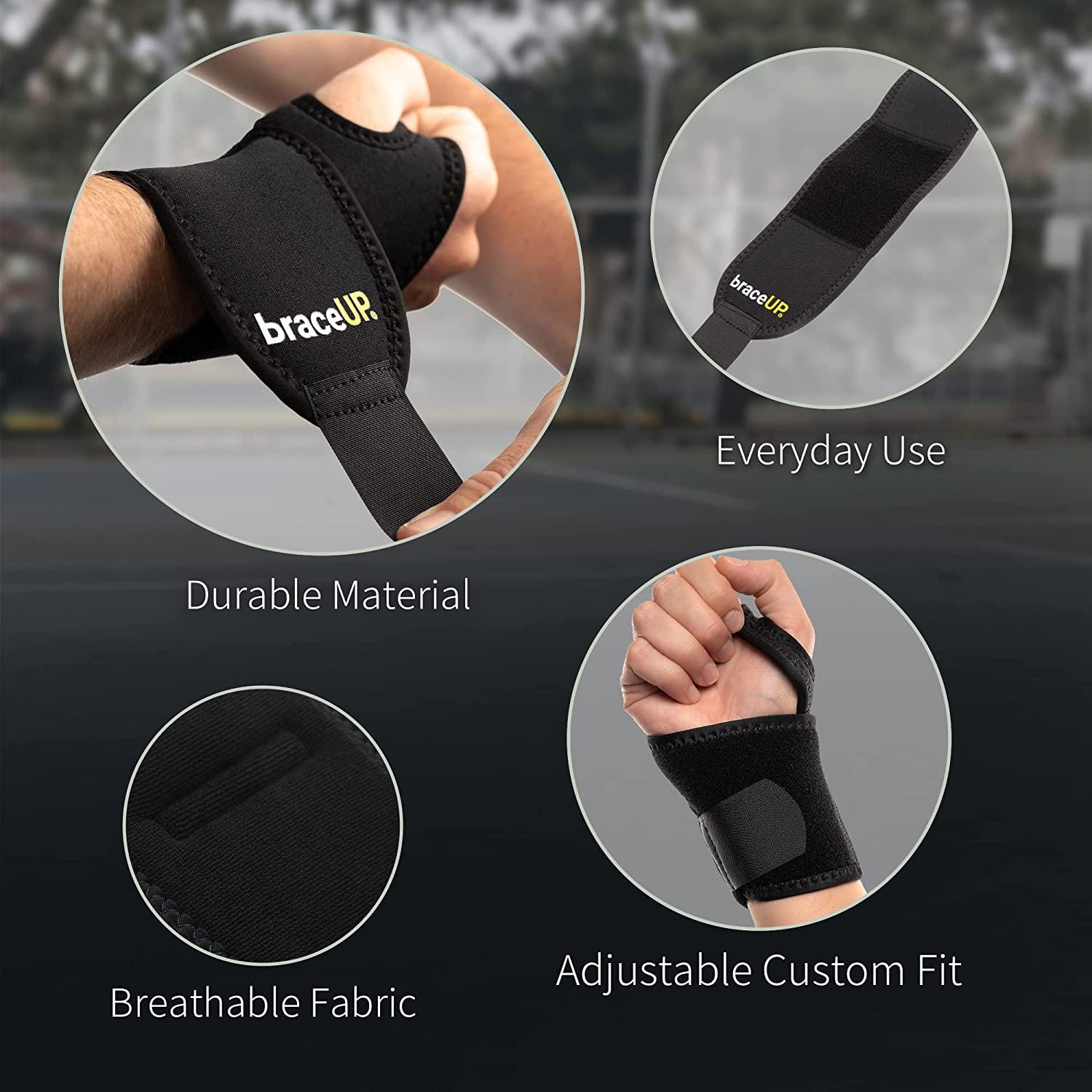 BraceUP Adjustable Wrist Wrap for Men and Women Carpal Tunnel