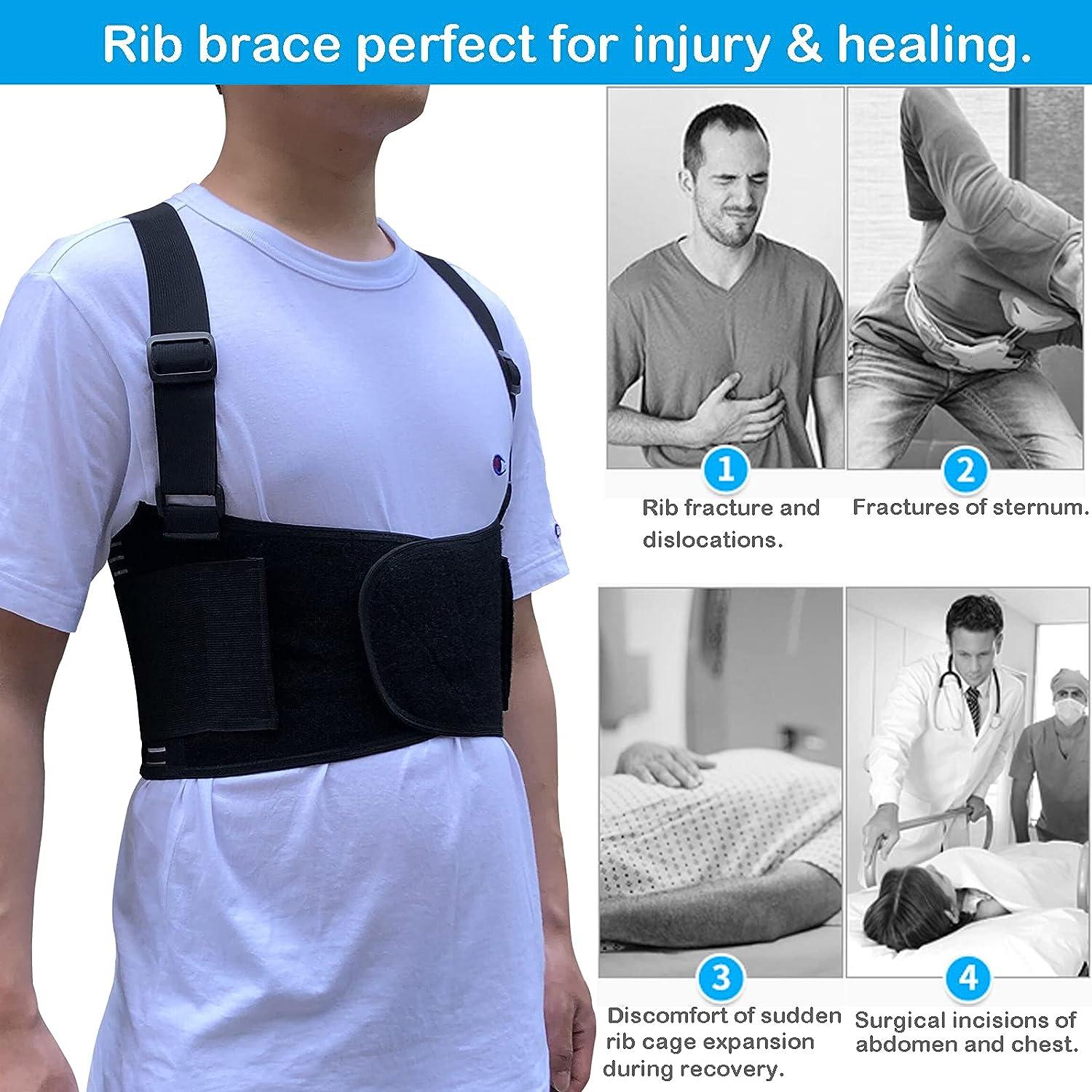 Jeelathy Rib Brace Chest Binder Belt for Men and Women Breathable Rib  Support Wrap for Cracked Fractured or Dislocated Ribs Protection  Compression Rib Cage Brace for Bruised or Broken Ribs (Large)