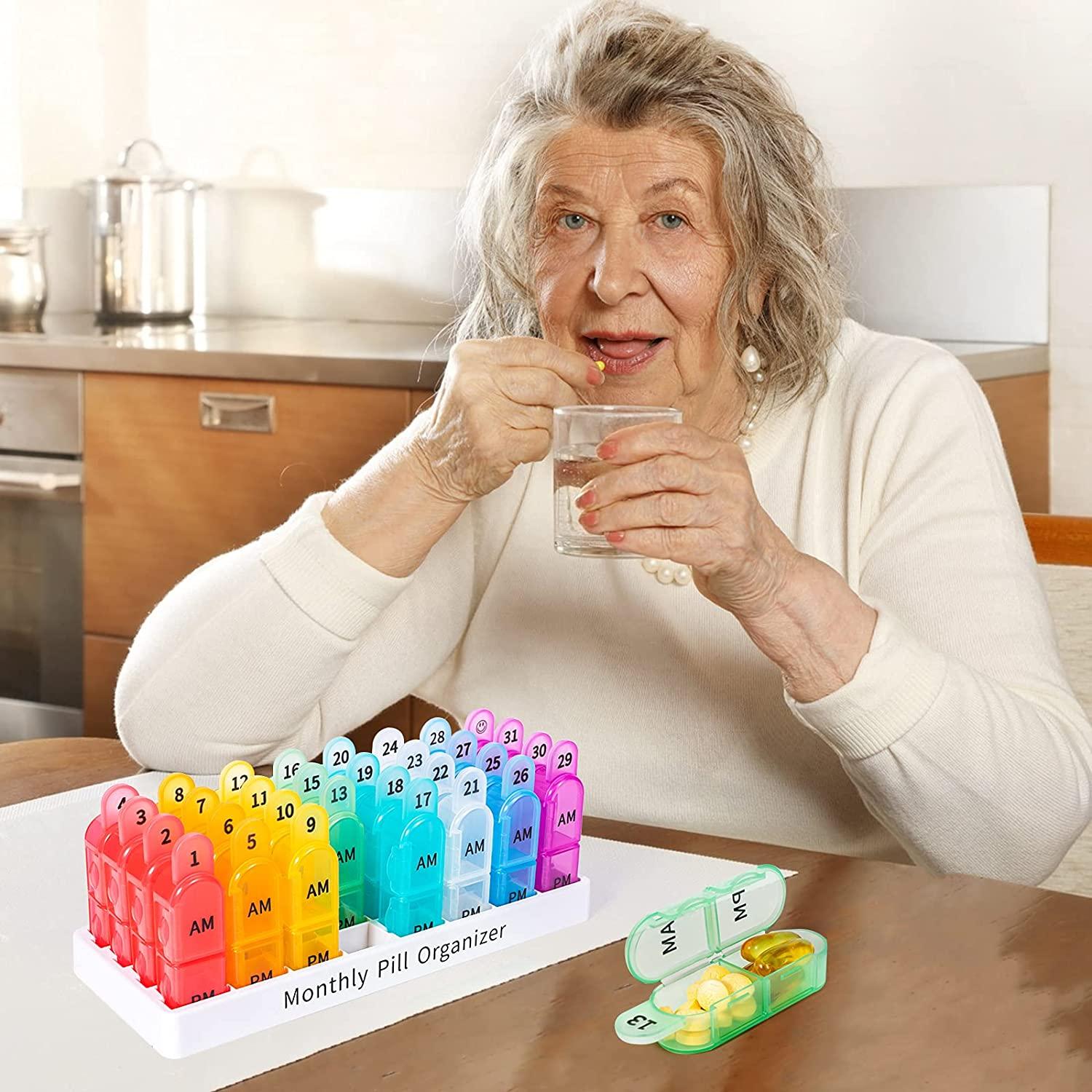 Monthly 2x a Day Pill Organizer AM PM Large 30 Day Pills Box Case