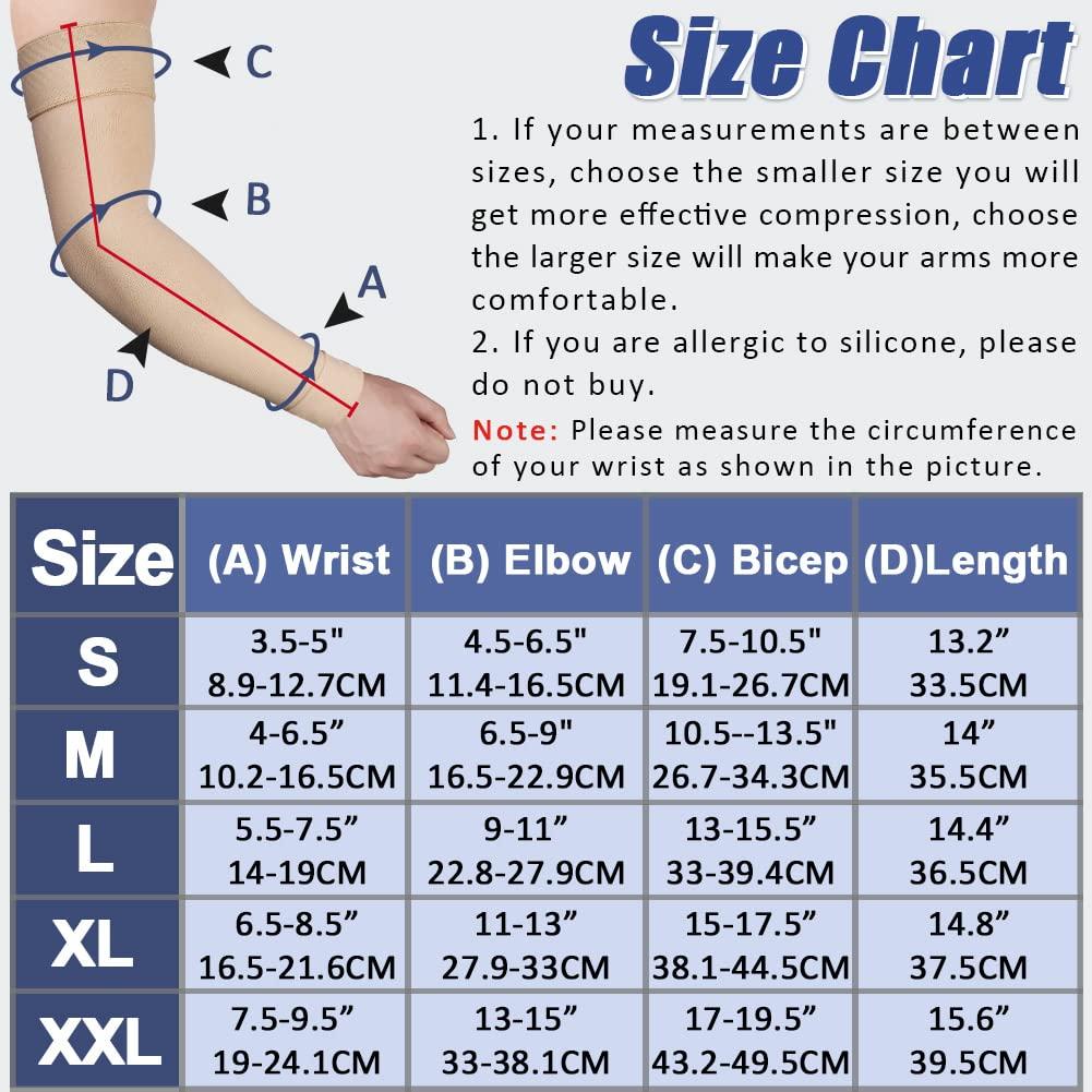 Beister Medical Compression Arm Sleeve for Men Women, 2030 mmhg Full