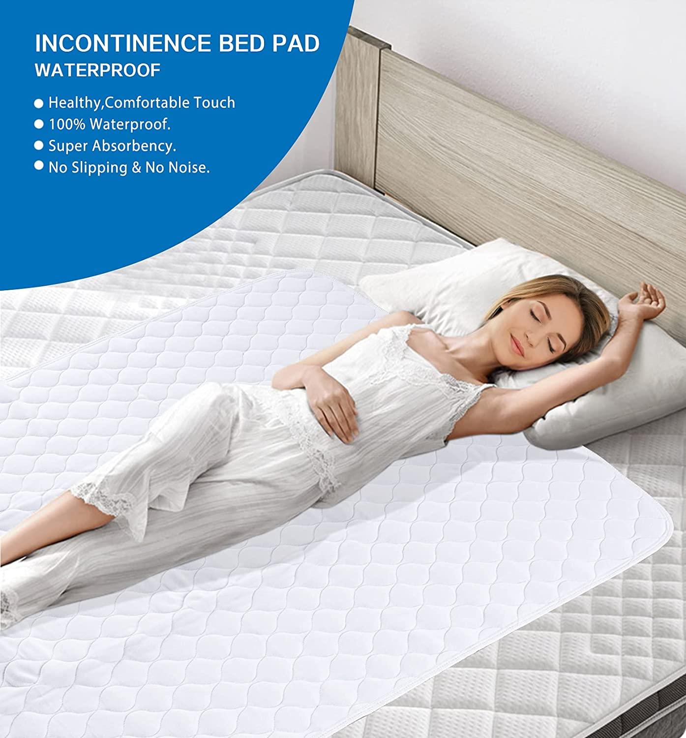 (Pack of 2) Bed Pads Washable Waterproof 34 x 36, Reusable Incontinence  Underpads Sheet Protector for Adults, Elderly, Kids, Toddler and Pets,  White