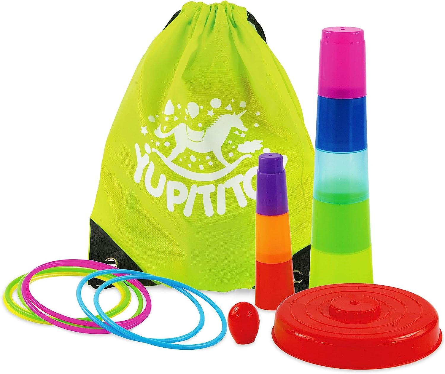 Cone Ring Toss Game for Kids with 8 Throwing Rings and Travel Bag, Colorful  Tossing and Active Play Set, Quick Setup for Indoor and Outdoor Use,  Heavy-Duty Plastic