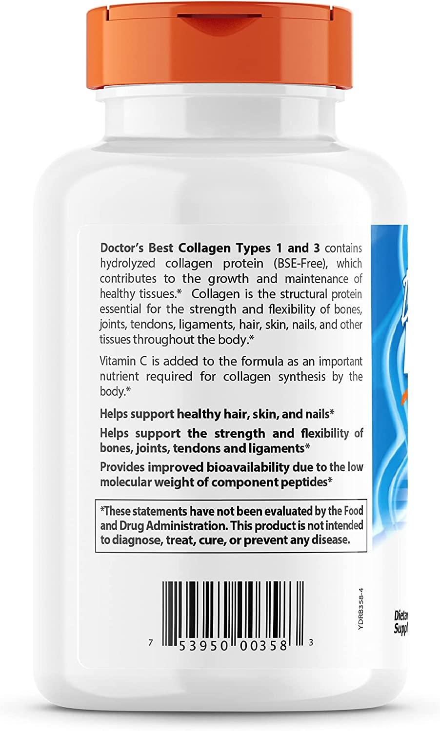 Doctor's Best Collagen Types 1 & 3 with Peptan 1000mg, 540 Tablets