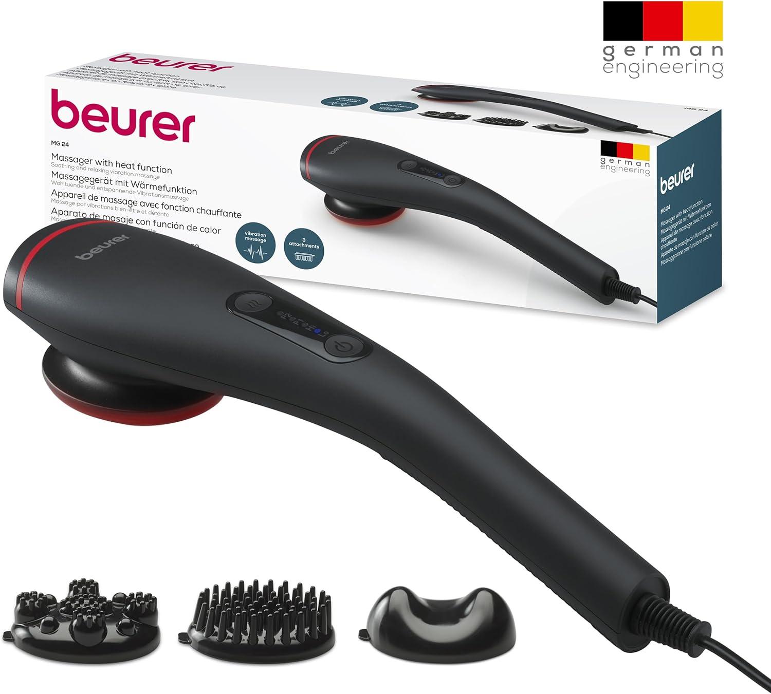 Beurer MG 24 Vibration Massager - 2 Soothing Programs 2 Intensity Levels &  3 Attachments for Full-Body Relaxation - Black | Buy Now with Express  International Delivery | GoSupps.com