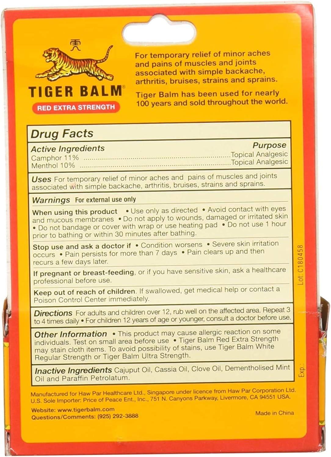 Tiger Balm Pain Relieving Red Extra Strength 18g Relief for Sore