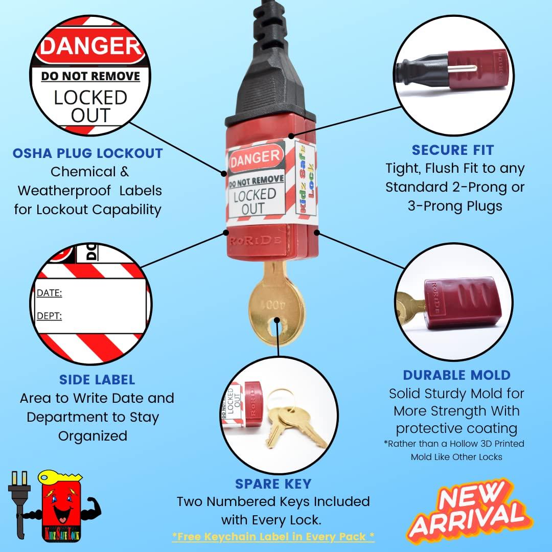 Roride 2 Electrical Power Cord Plug Lock Devices OSHA Lockout Device