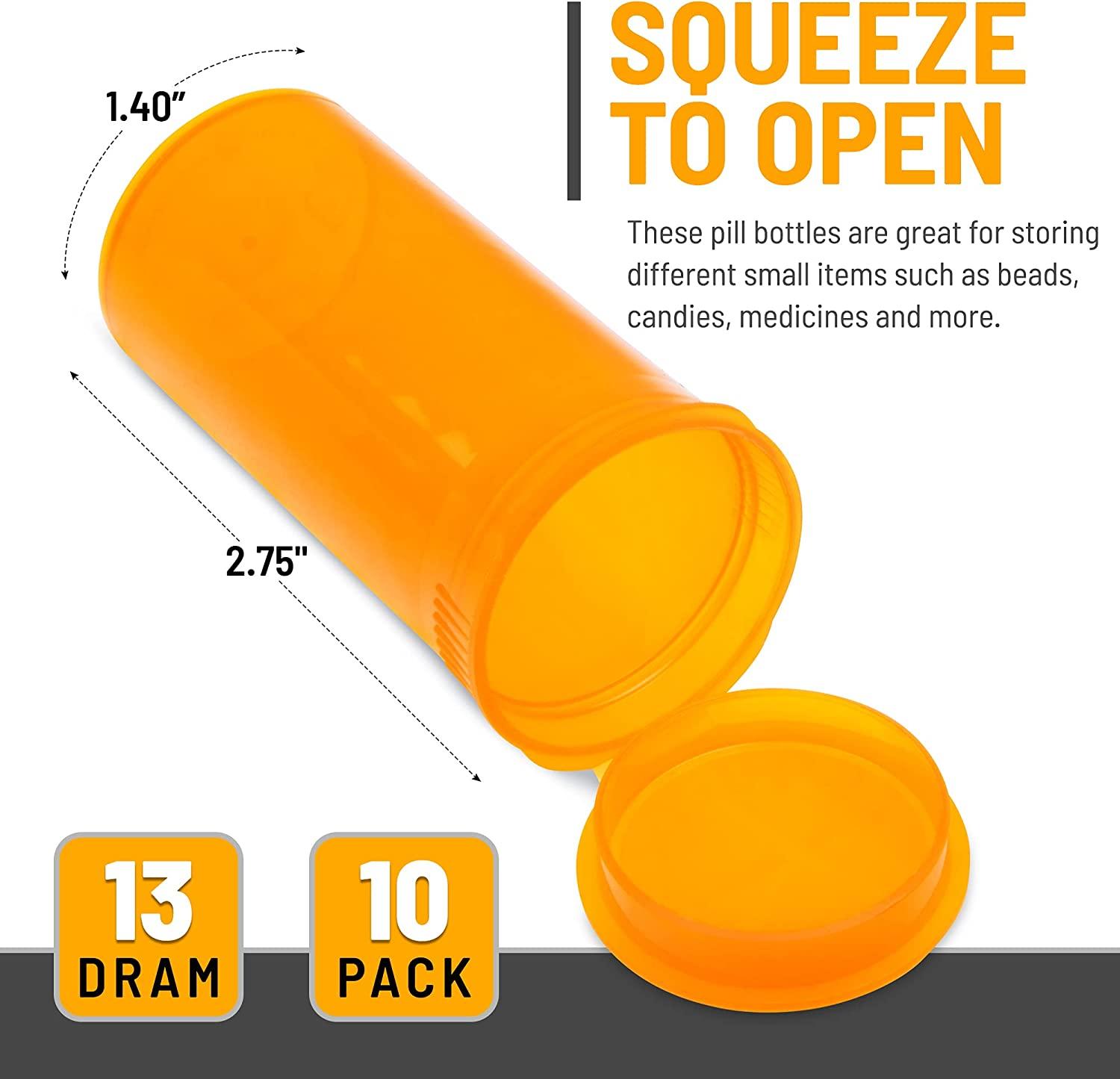 Pill Bottles Empty with Caps Prescription Medicine Container