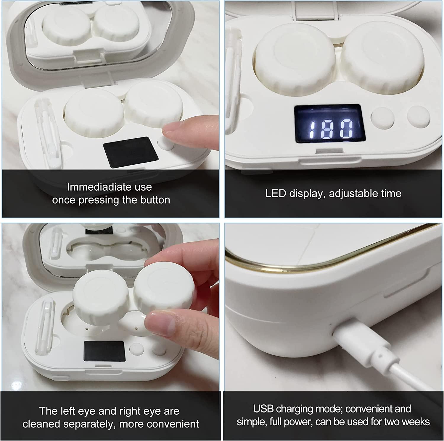 Portable Ultrasonic Contact Lens Cleaner Machine for Soft and Hard Lenses Fast Cleaning with