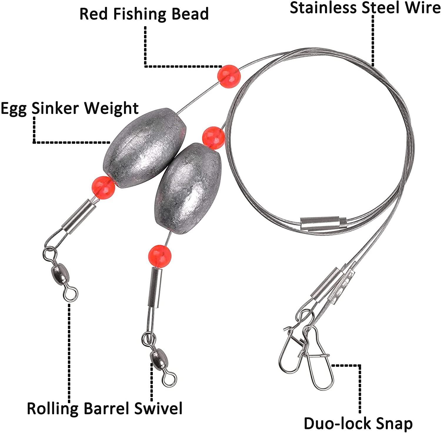 Fishing Egg Sinker Weight Rigs 6pcs Flounder Rig Saltwater Fishing