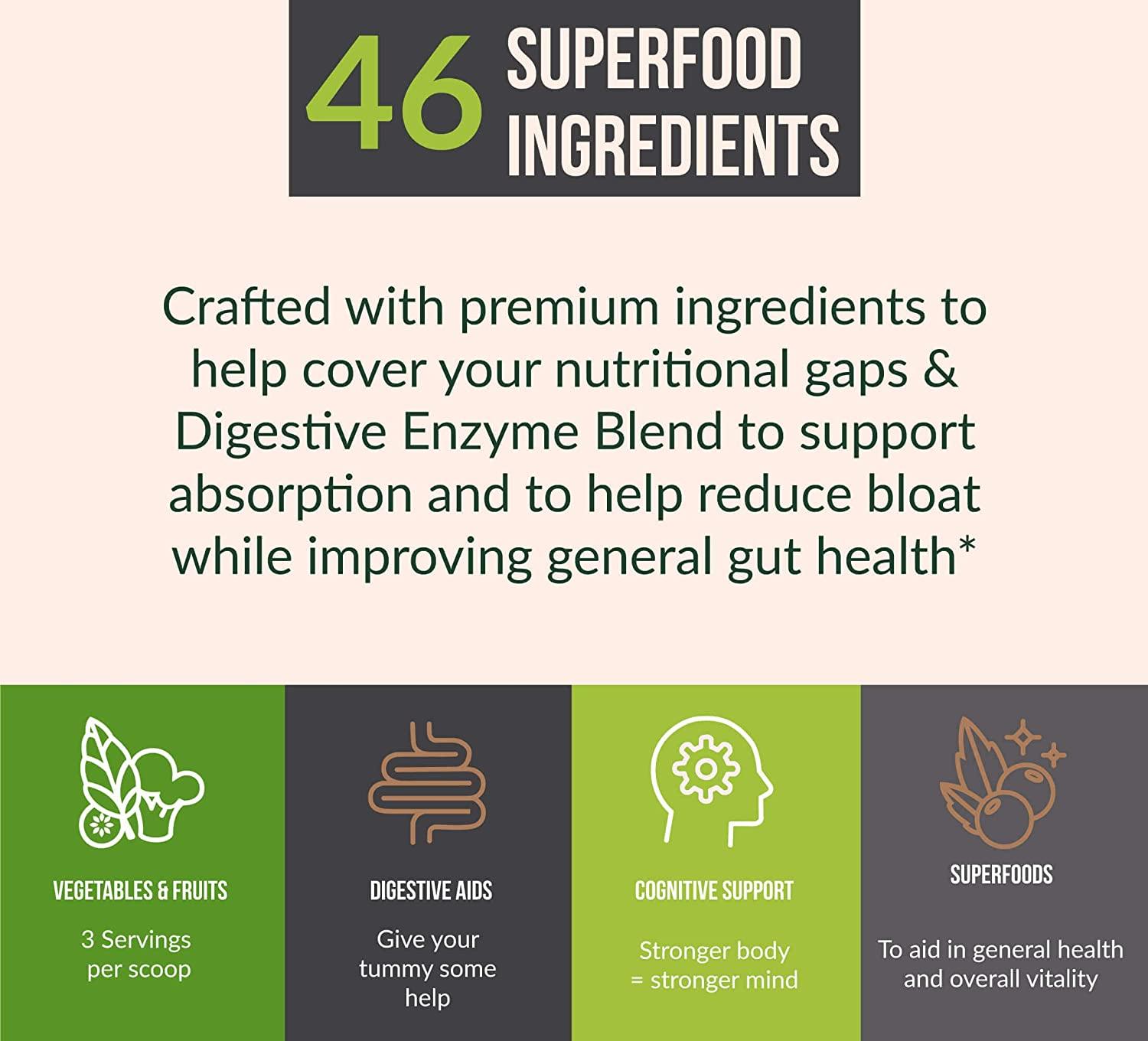 Wild Foods Super Greens Powder Organic Green Superfood Powder with