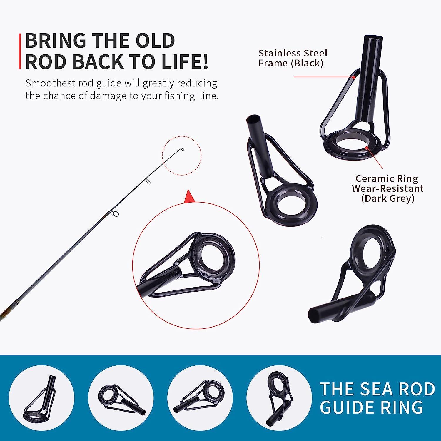 Hifisher Fishing Rod Tip Repair Kit: 40pcs 8 Sizes Top Guides ,1oz