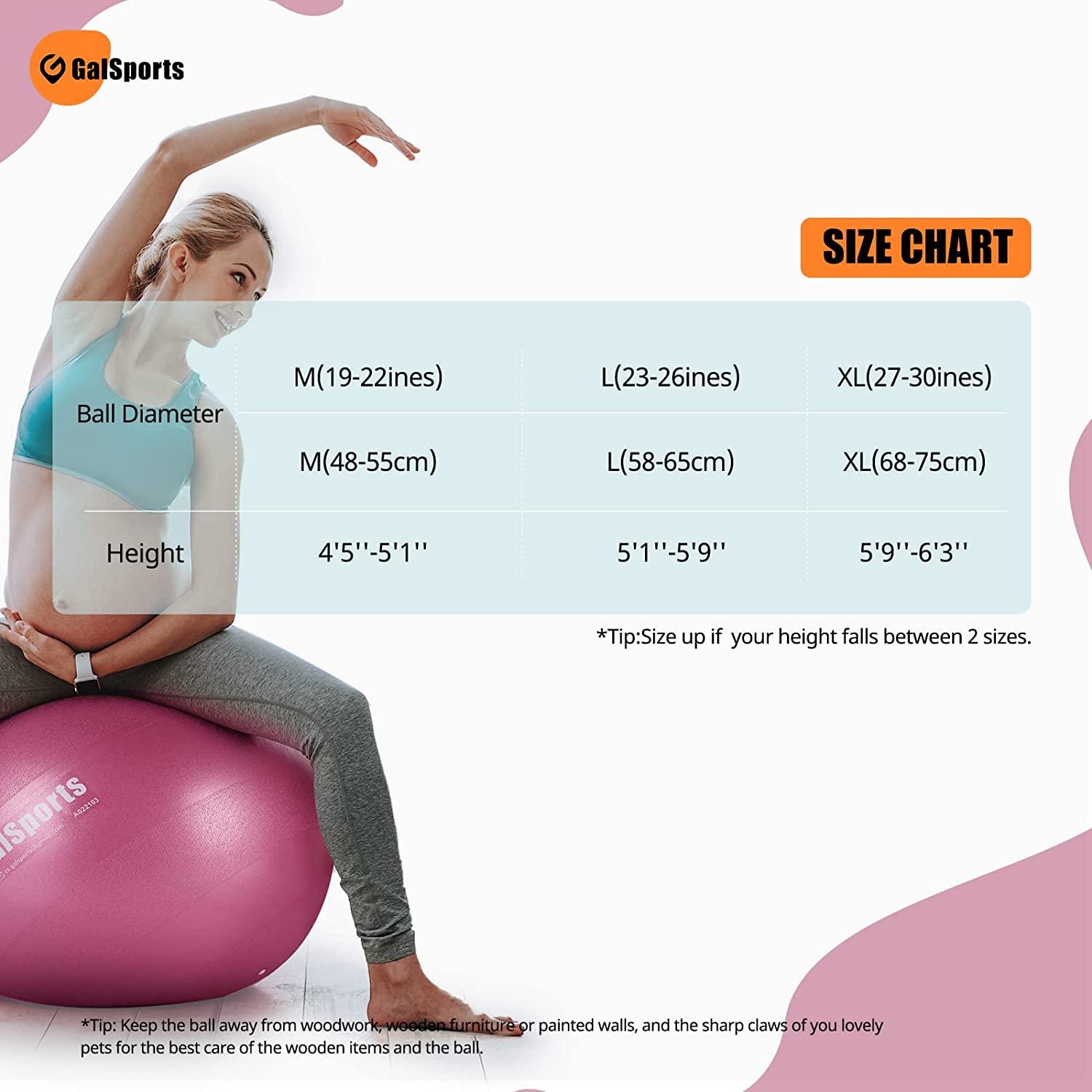 GalSports Pregnancy Ball - Birthing Ball for Workout Yoga Stability,  Pregnancy Safety Materials for Maternity Physio & Recovery Plan Included,  Labor Exercise Ball with Quick Pump Rose Red L (58-65cm)