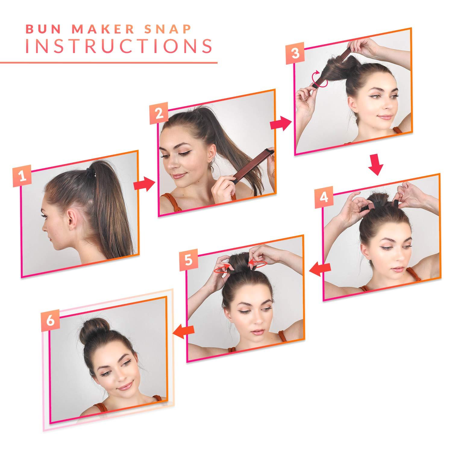Womens Hair Bun Maker French Twist Hair Fold Wrap Snap by Andlane (1 Black  1 Brown)