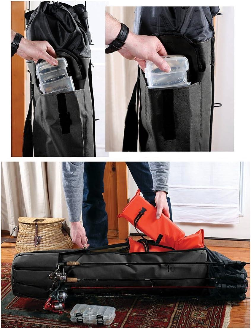 HUNTVP Fishing Rod Reel Case Bag Organizer Travel Carry Case Carrier Holder  Pole Tools Storage Bags Black