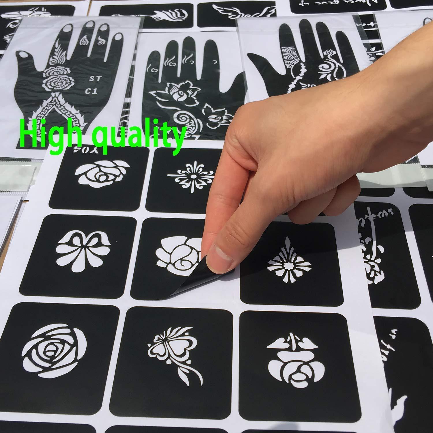 Aresvns Henna Tattoo Stencils Kit - 120+ Reusable Templates for Women ...