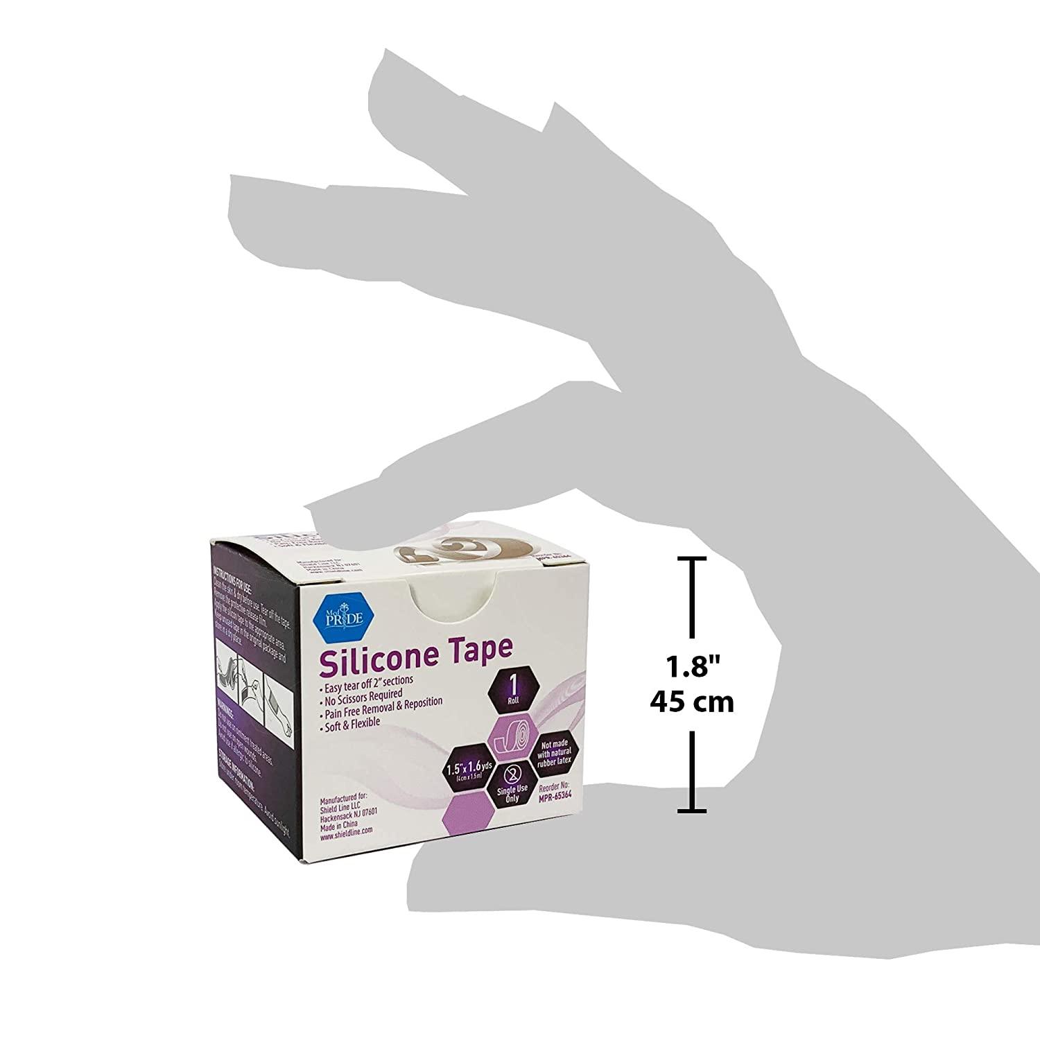 Medpride EasyTear Silicone Gel Tape Roll1.5 Inch x 1.6 Yards Medical