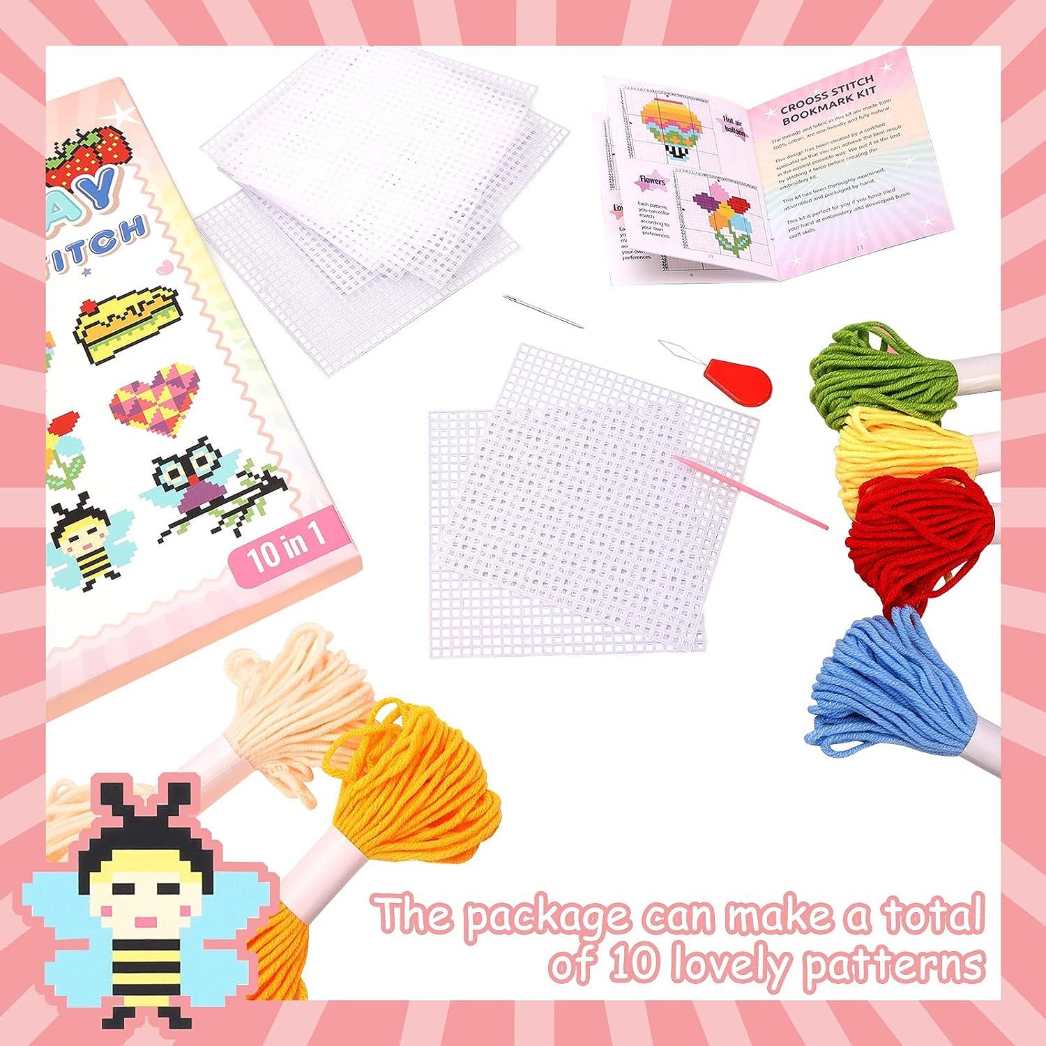 Pllieay Cross Stitch Beginner Kit for Kids 7-13, Includes 6pcs Project  Cross Stitch Pattern and 2pcs Hoops, 12 Skeins, Needle Point Starter Kit  Sewing Set with Instructions : : Office Products