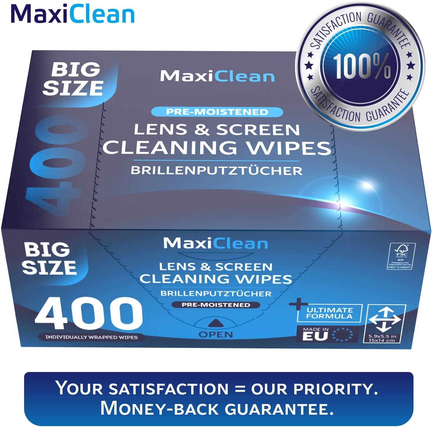 Glasses Wipes Lens Cleaner - Lens Wipes for Eyeglasses - 400 Pre-moistened  Individually Wrapped Wipes for Eye Glasses, Electronics, Phone, Computer,  Laptop Screen - Camera Lens Cleaner - Made in EU 400 Count (Pack of 1)