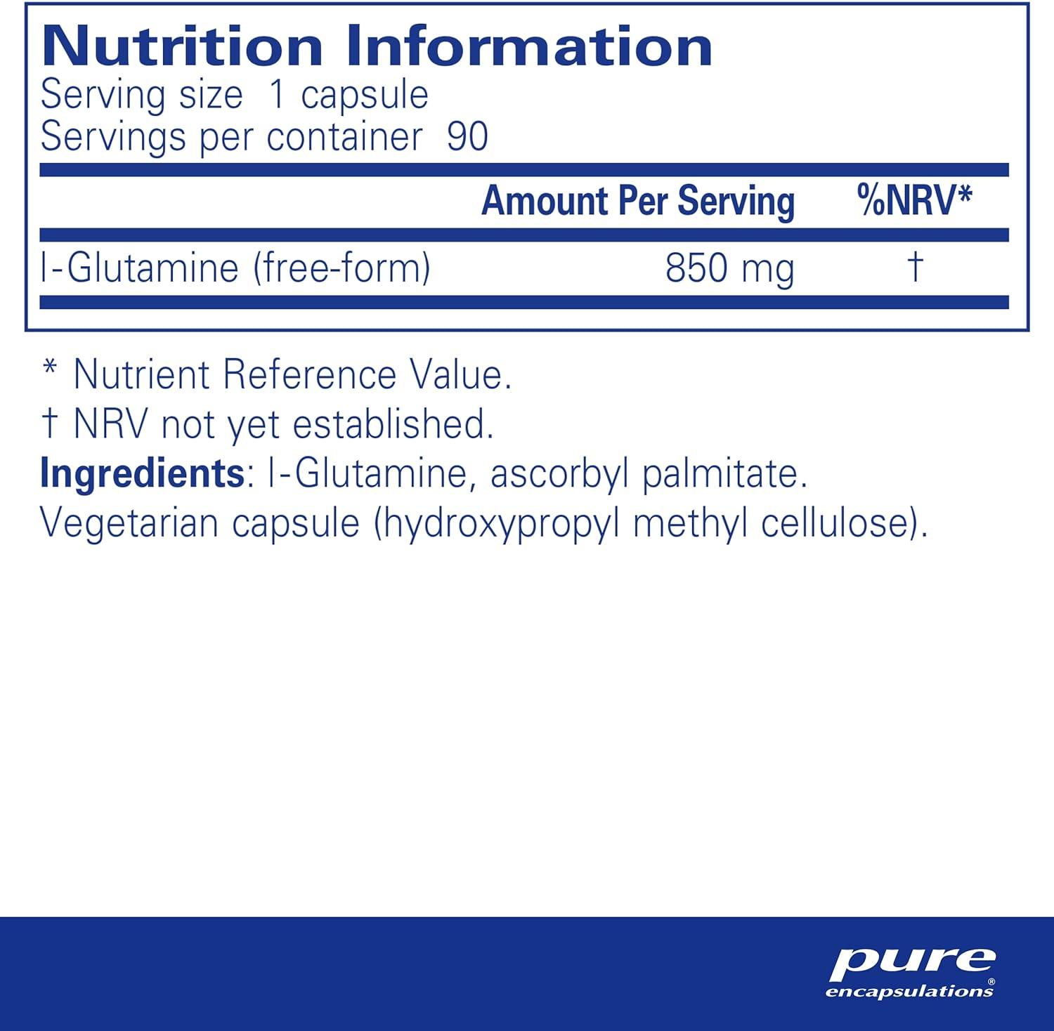Pure Encapsulations LGlutamine 850mg Professional Strength
