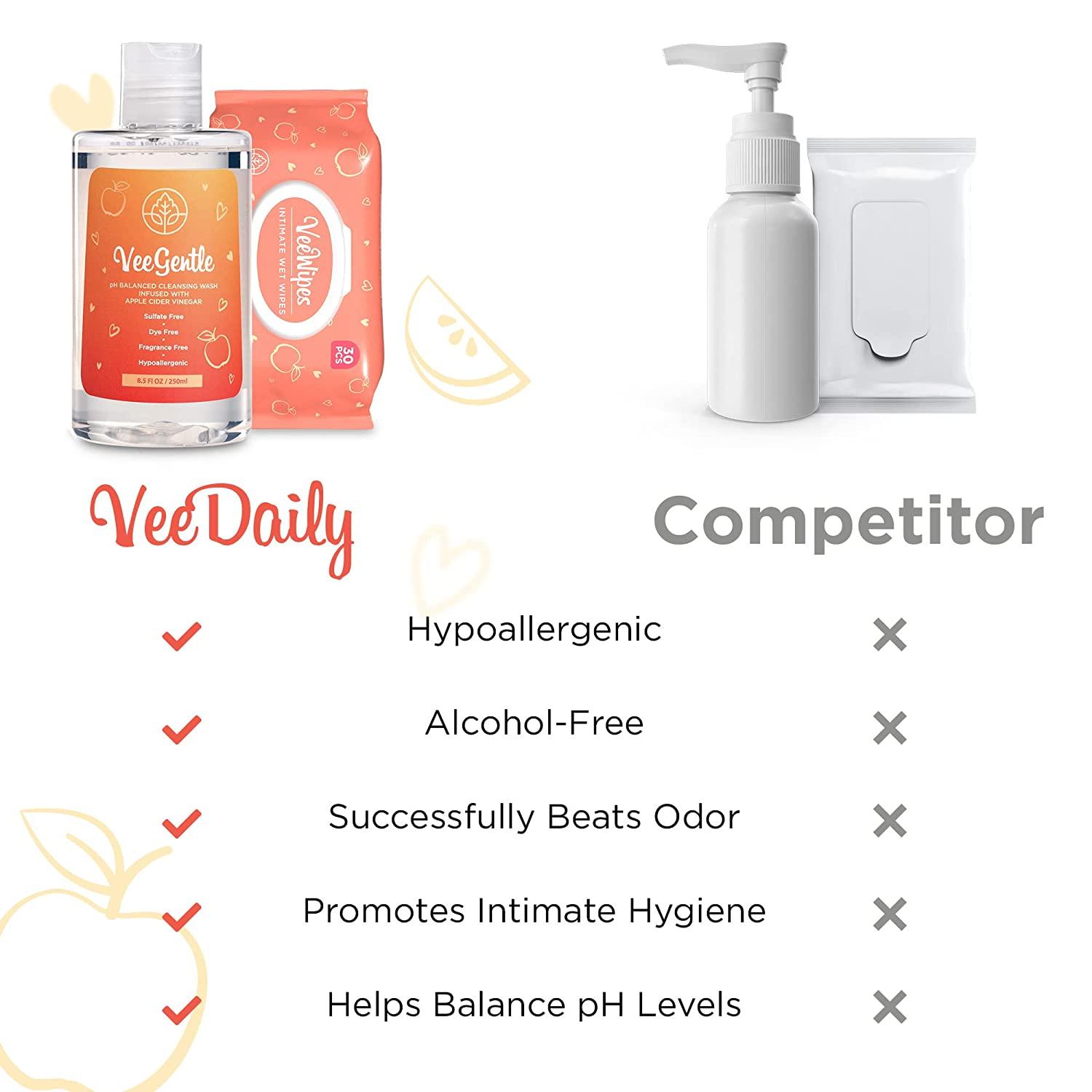 VeeFresh VeeDaily & VeeWipes ACV Bundle Apple Cider Vinegar Infused