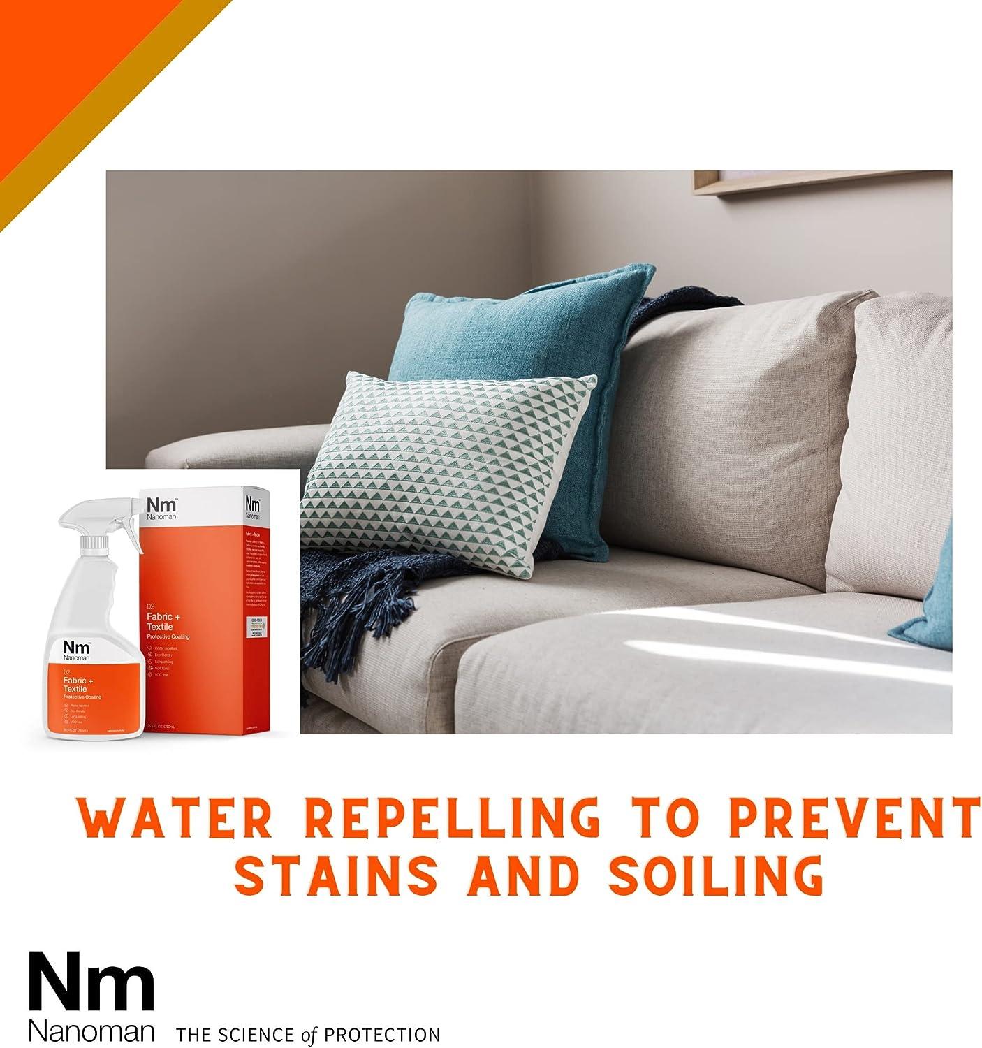 NANOMAN Water Repellent/Waterproof Spray for Fabric & Shoes. Latest  Nano-Technology Formula. Eco Friendly. No PFAS or Alcohols. Stain & Liquid  Protection for Fabric incl, Clothes, Sofas Rugs