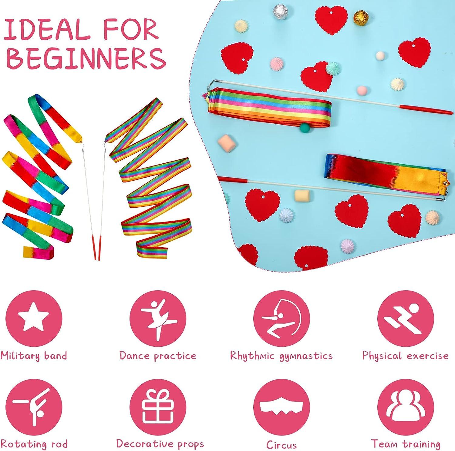 HyDren Dance Ribbons Colorful Rainbow Streamers Ribbon Dancer Wand 21