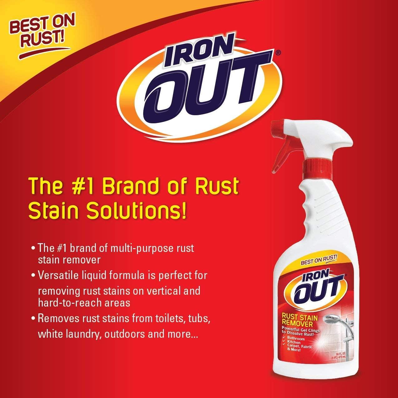 Iron OUT Rust Stain Remover Spray Gel, 16 Fl. Oz. Bottle 3Pack 3 Bottles